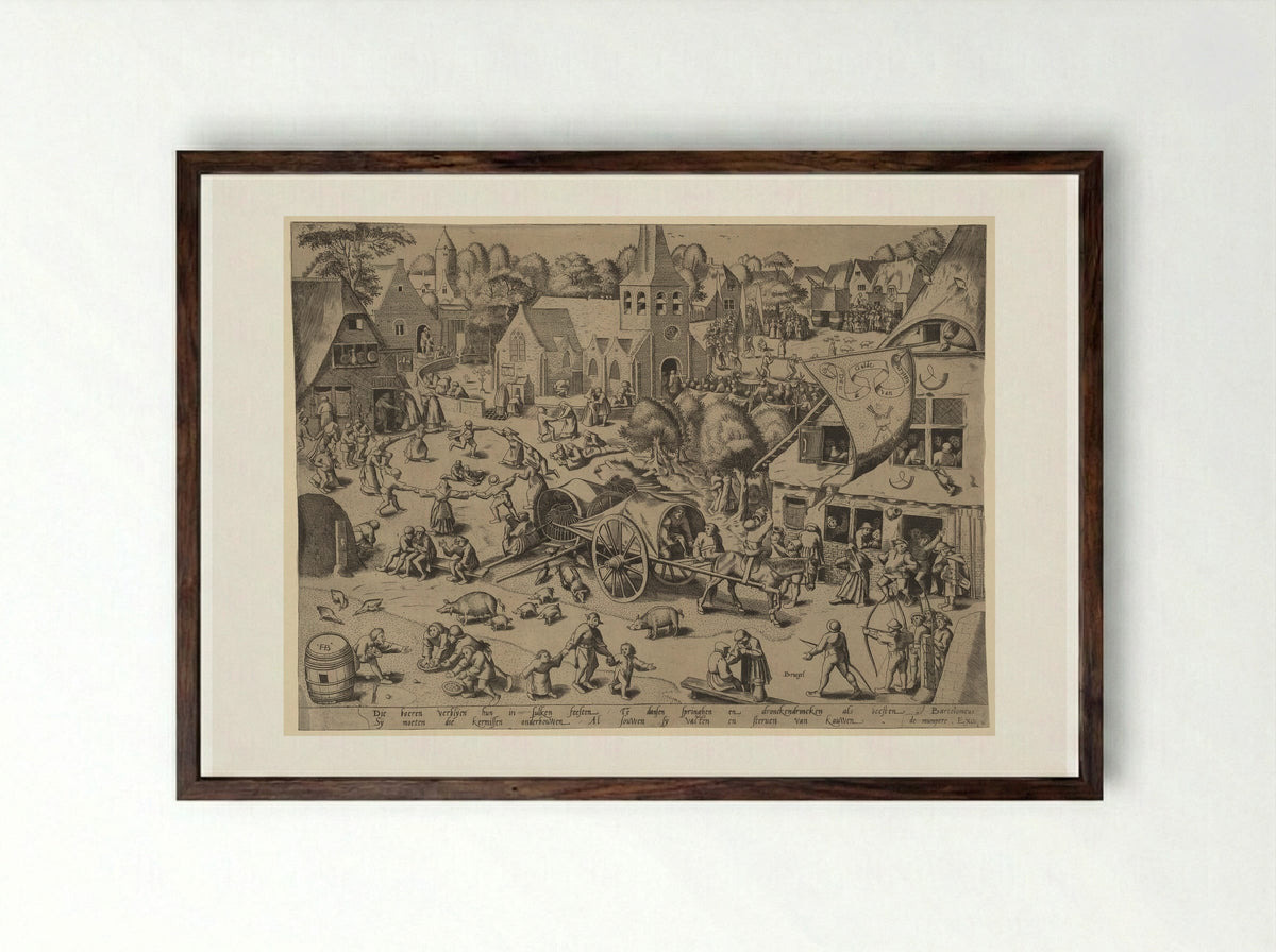 The Fair at Hoboken - Pieter Bruegel the Elder - Framed Print Dark Wood
