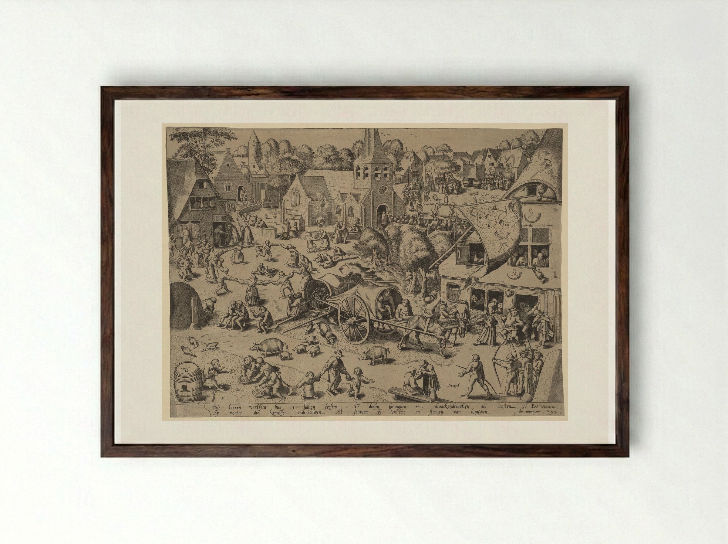 The Fair at Hoboken - Pieter Bruegel the Elder - Framed Print Dark Wood