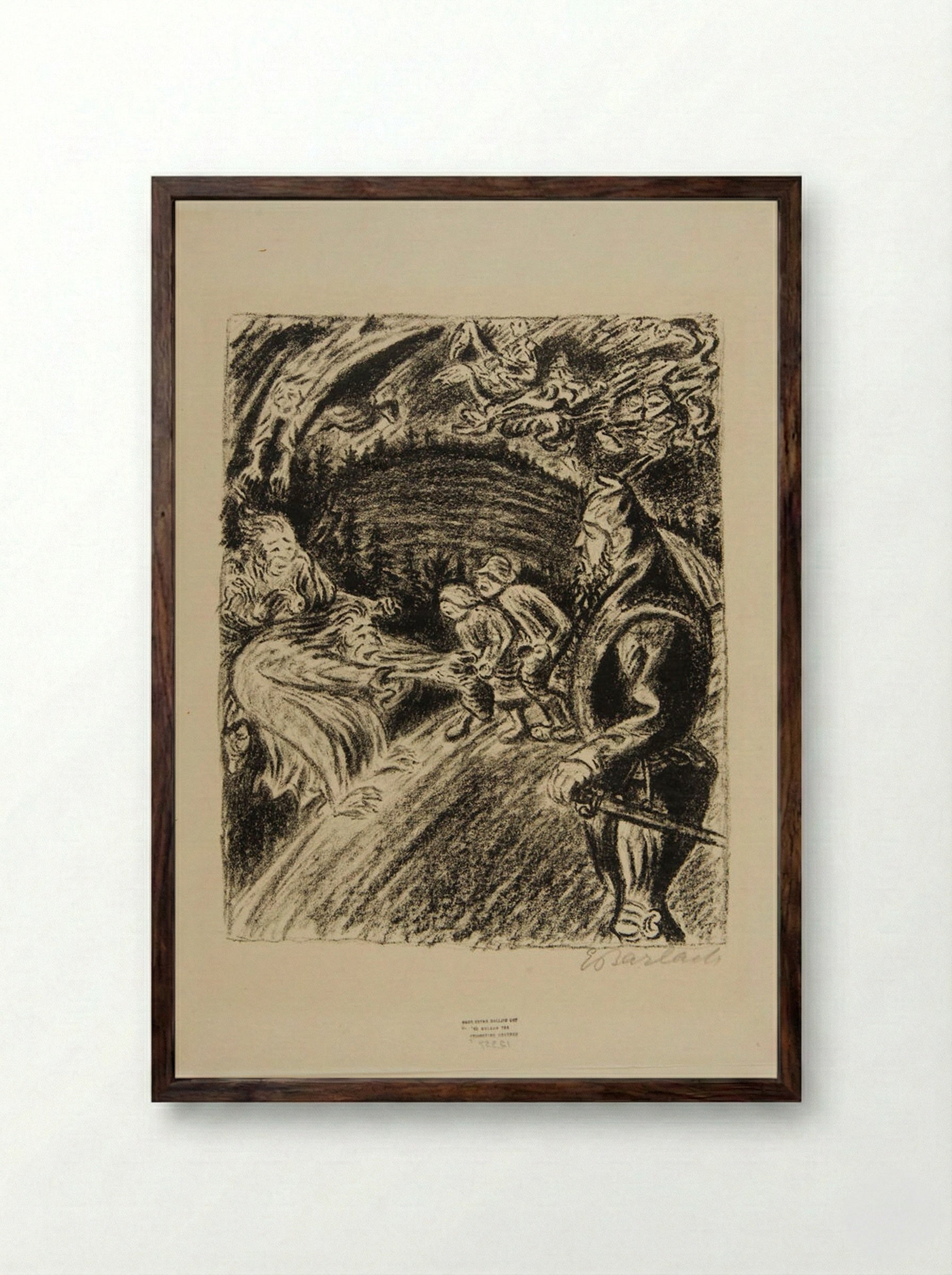 The Faithful Eckart 1: The Demon - Ernst Barlach - Framed Print Dark Wood