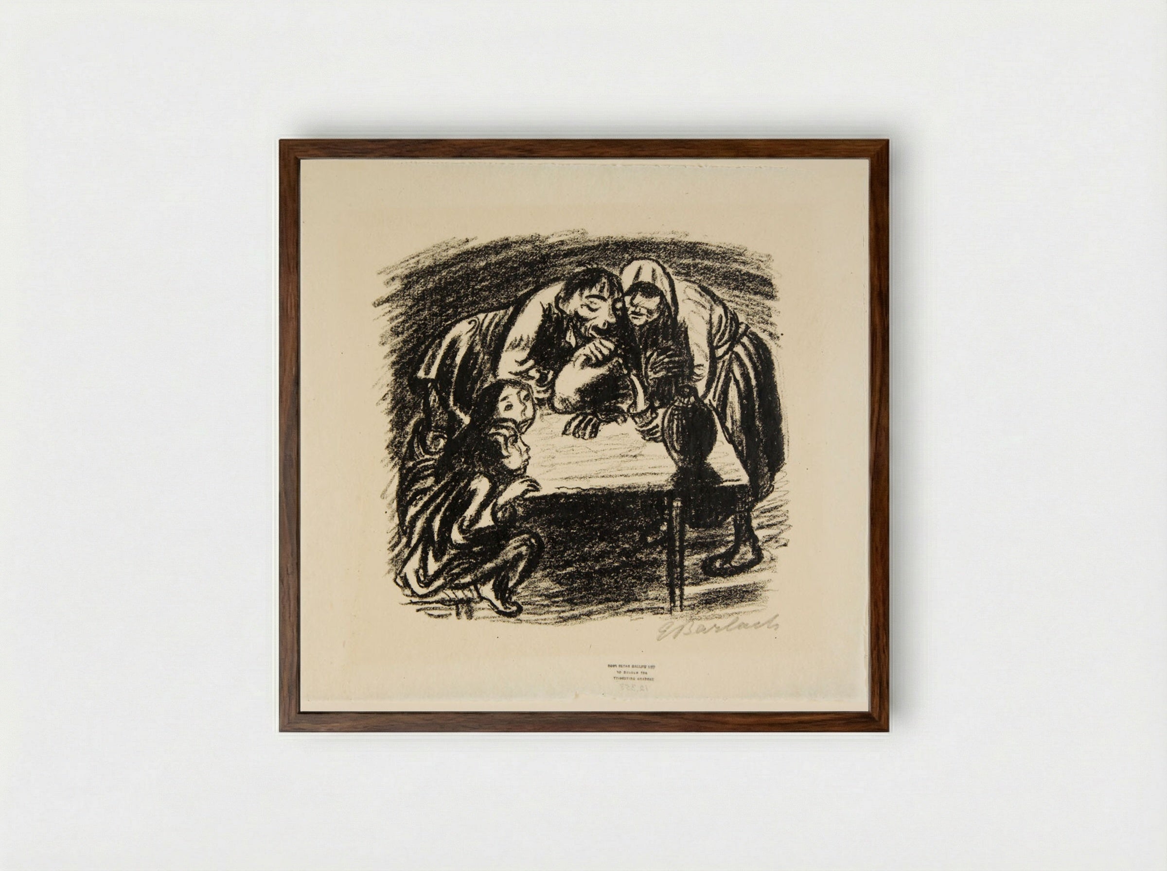 The Faithful Eckart 2: The Satisfied Family - Ernst Barlach - Framed Print Dark Wood