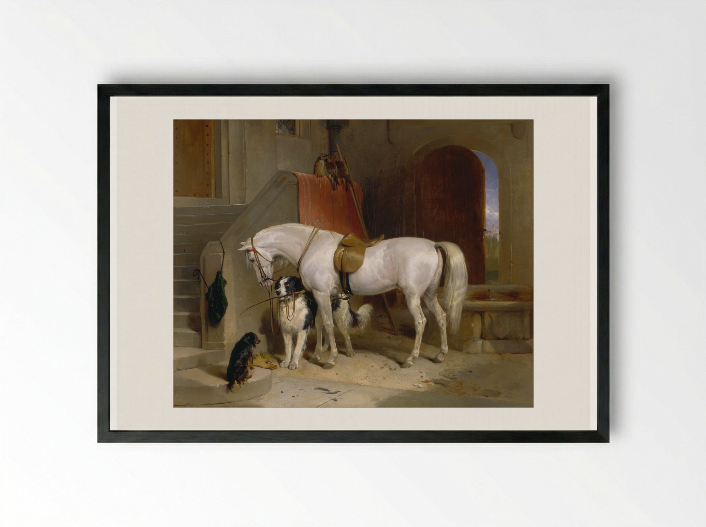 The Falcon - Edwin Henry Landseer - Framed Print Black