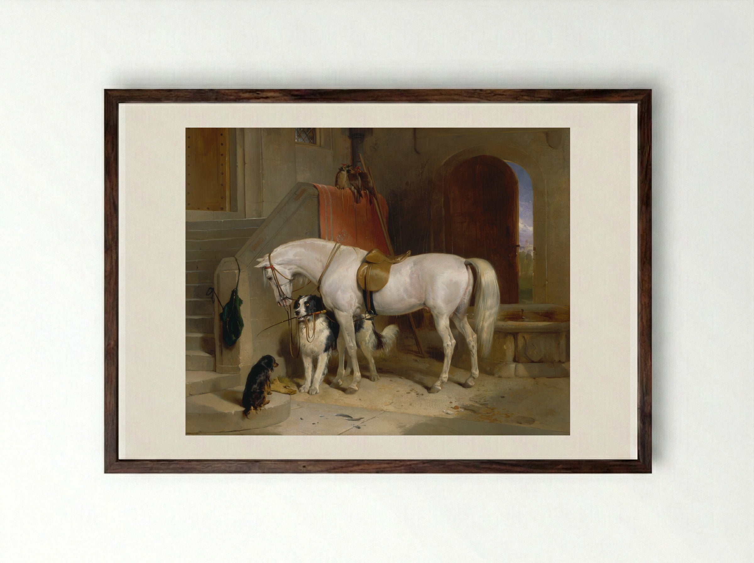 The Falcon - Edwin Henry Landseer - Framed Print Dark Wood