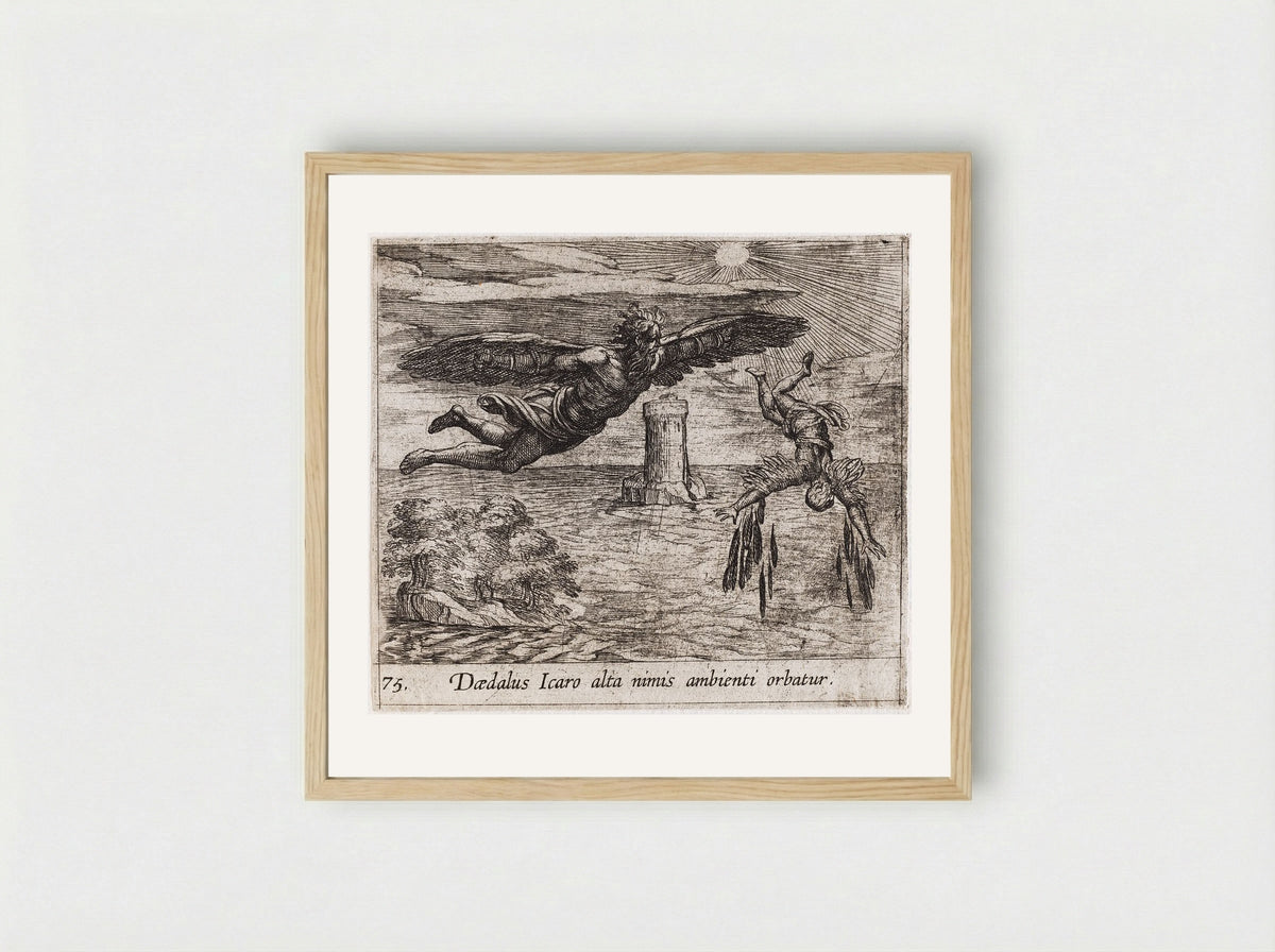 The Fall of Icarus - Antonio Tempesta - Framed Print Wood