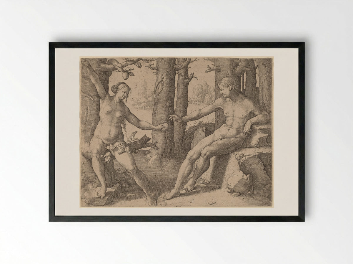 The Fall of Man - Lucas van Leyden - Framed Print Black