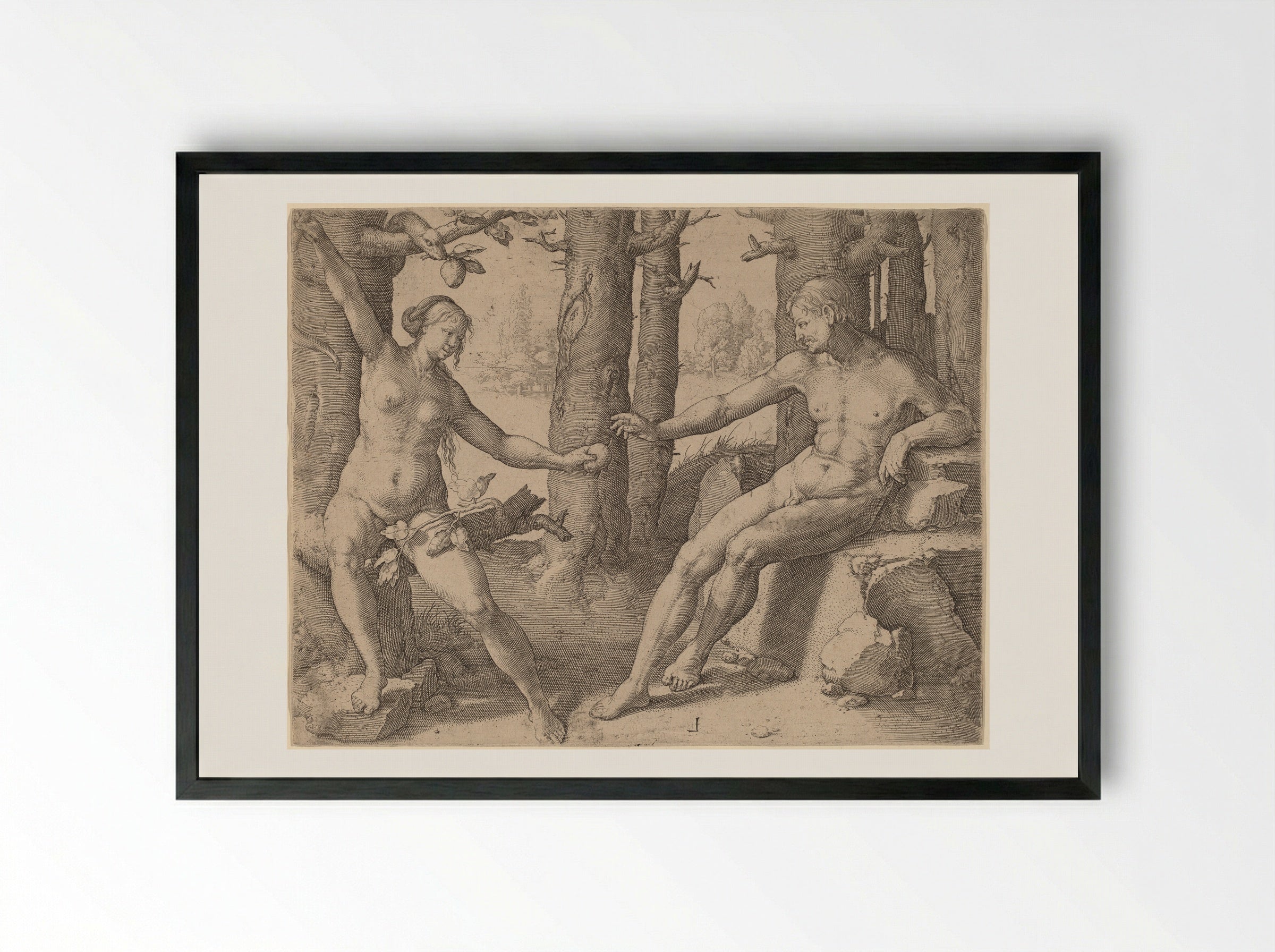 The Fall of Man - Lucas van Leyden - Framed Print Black