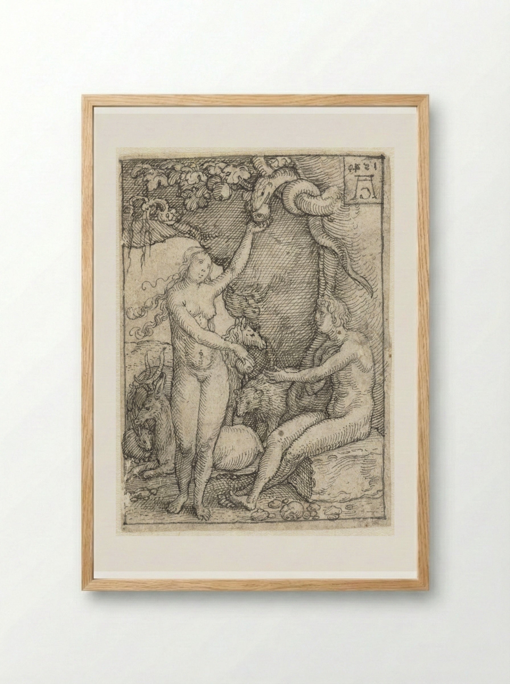 The Fall of Man - Heinrich Aldegrever - Framed Print Wood
