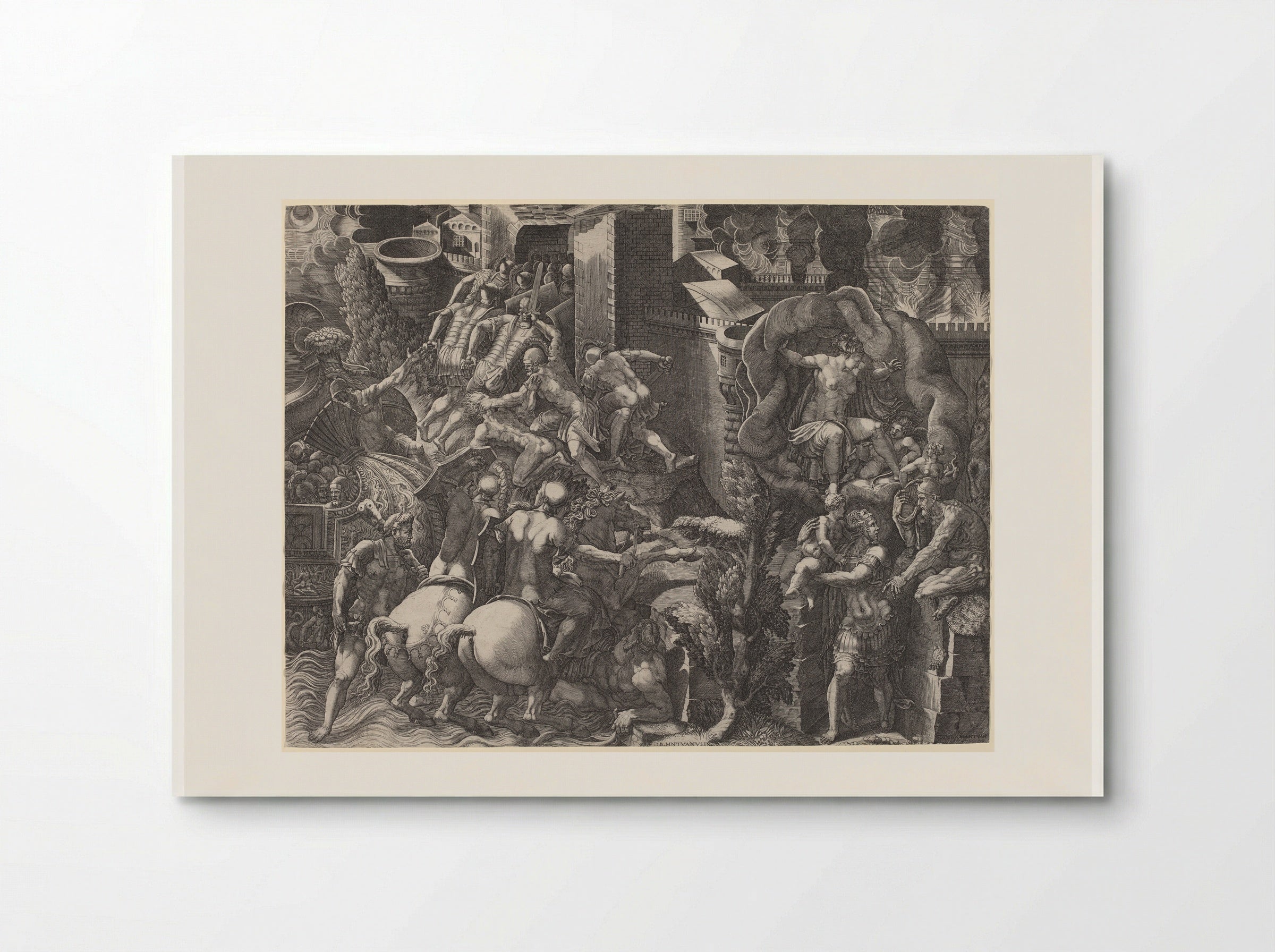 The Fall of Troy and the Escape of Aeneas - Giorgio Ghisi - Poster