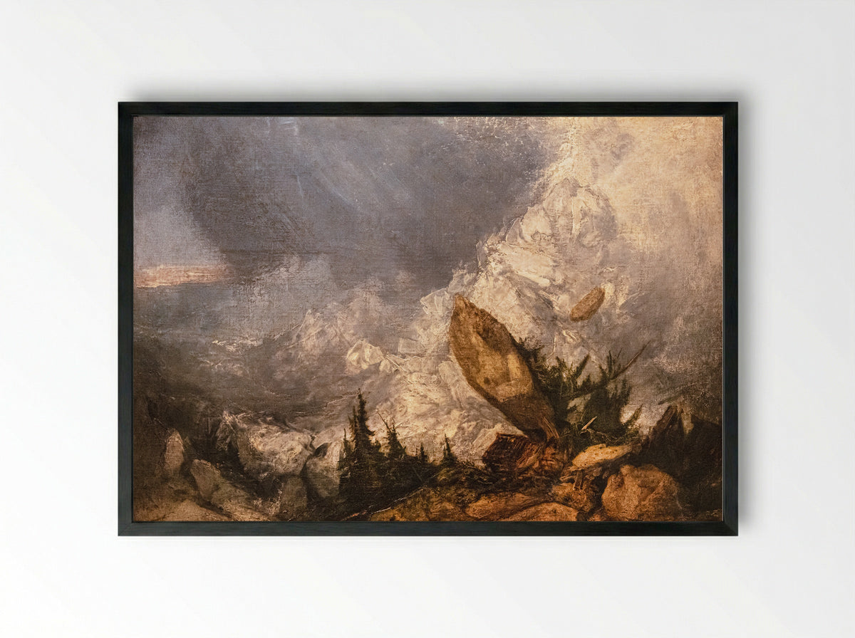 The Fall of an Avalanche in the Grisons - J.M.W. Turner - Framed Print Black