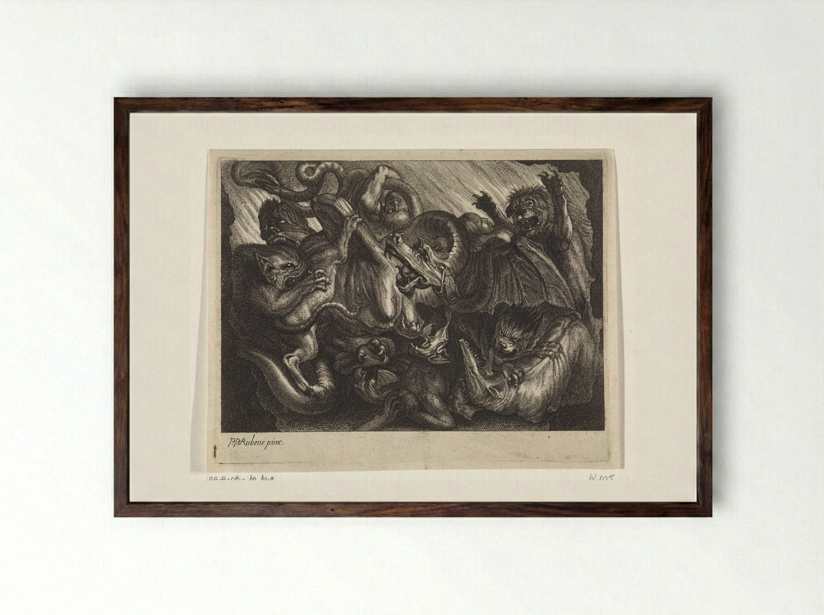 The Fall of the Damned - Jonas Suyderhoef - Framed Print Dark Wood