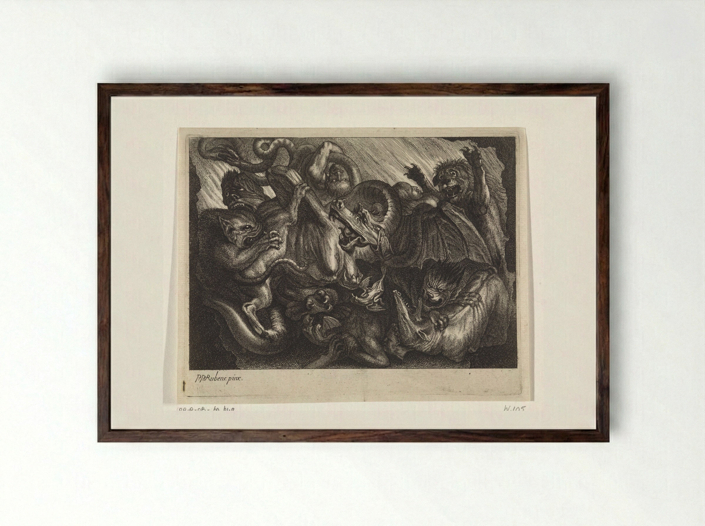 The Fall of the Damned - Jonas Suyderhoef - Framed Print Dark Wood