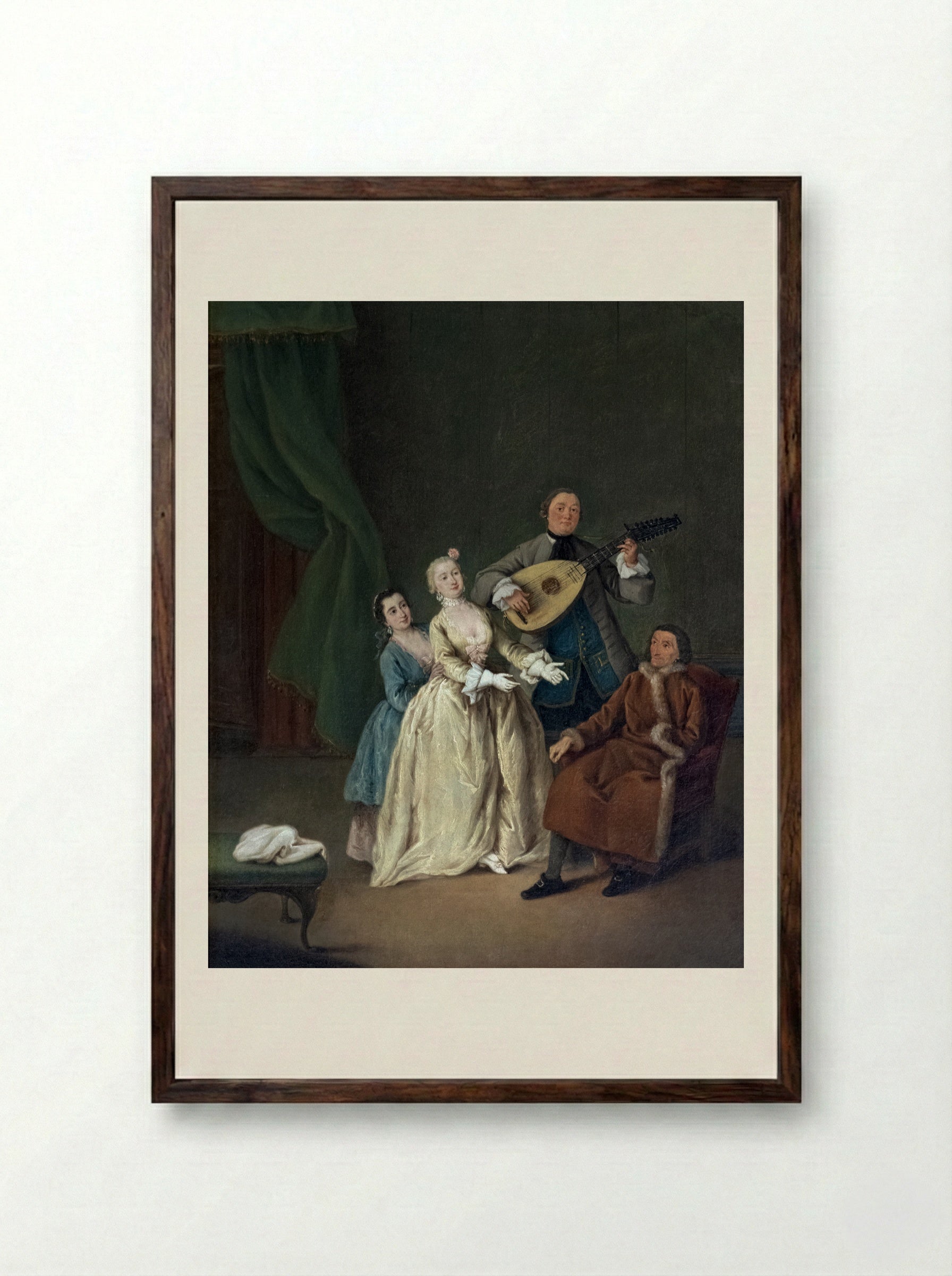 The Family Concert - Pietro Longhi - Framed Print Dark Wood