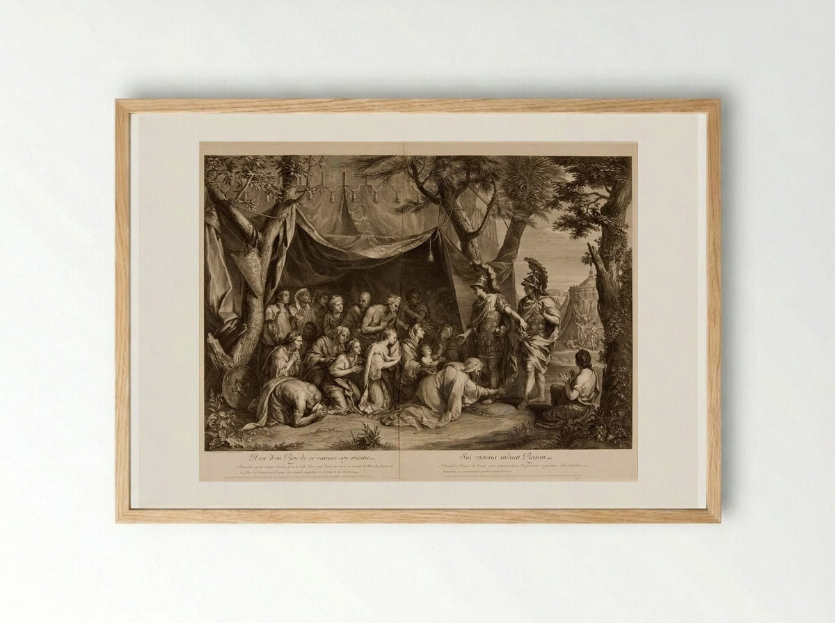 The Family of Darius at the Feet of Alexander - Gérard Edelinck - Framed Print Wood