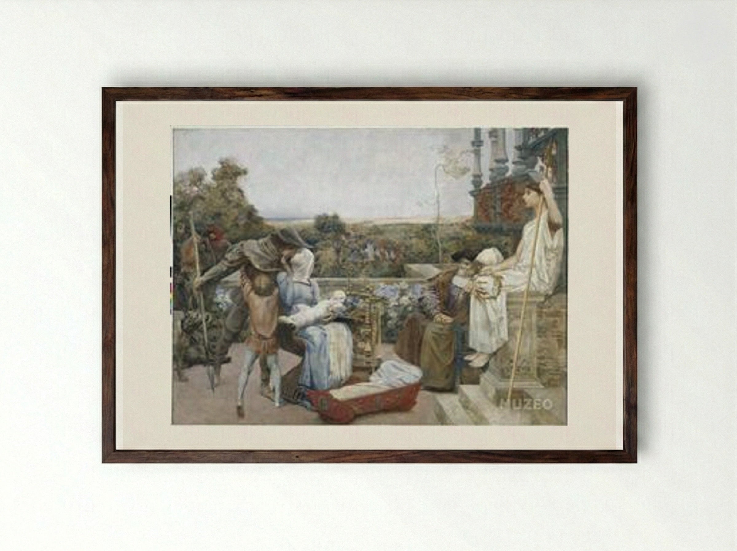 The Family - Luc-Olivier Merson - Framed Print Dark Wood