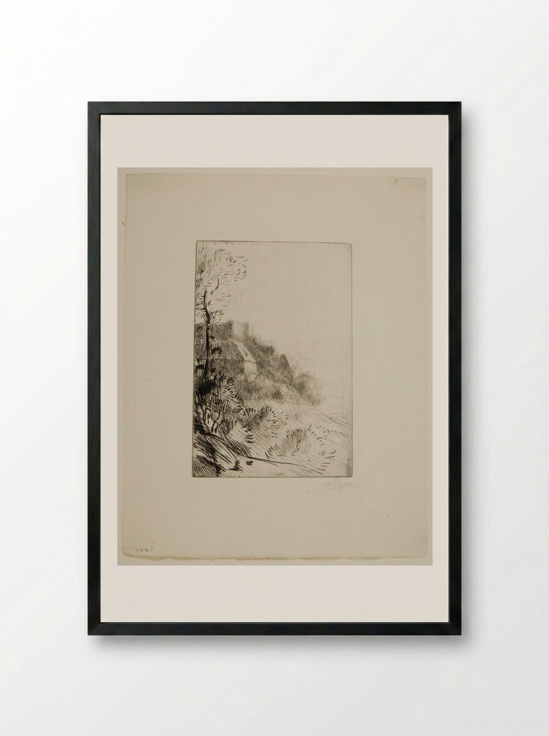 The Farm on the Hill - Alphonse Legros - Framed Print Black