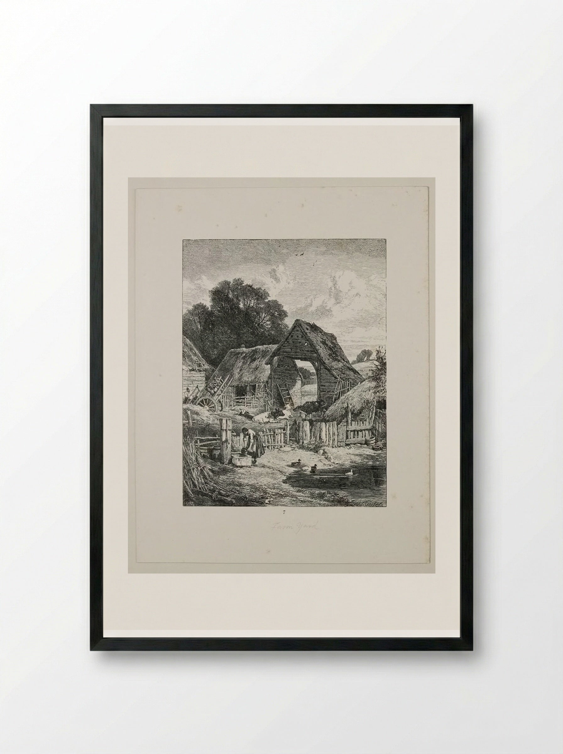 The Farmyard - Edward Dalziel - Framed Print Black