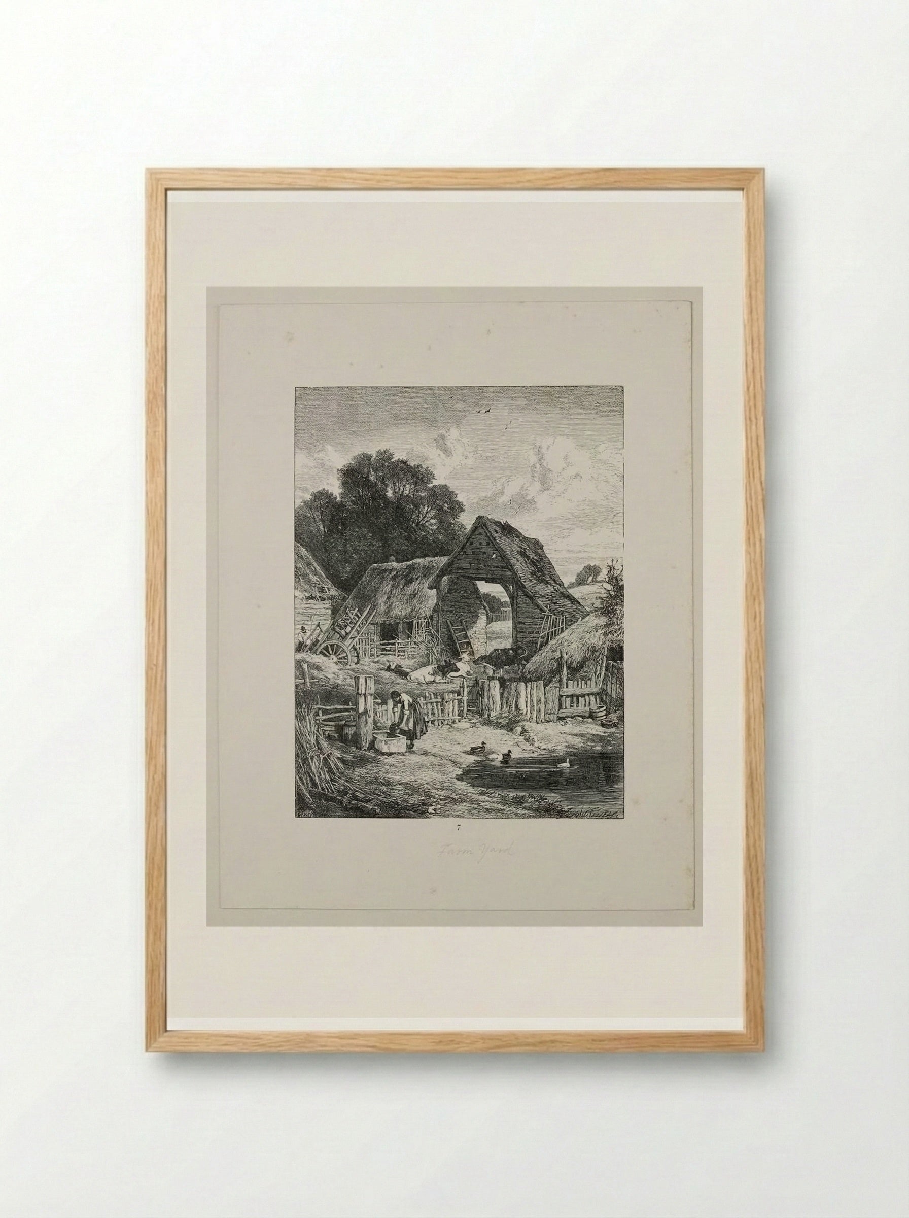 The Farmyard - Edward Dalziel - Framed Print Wood
