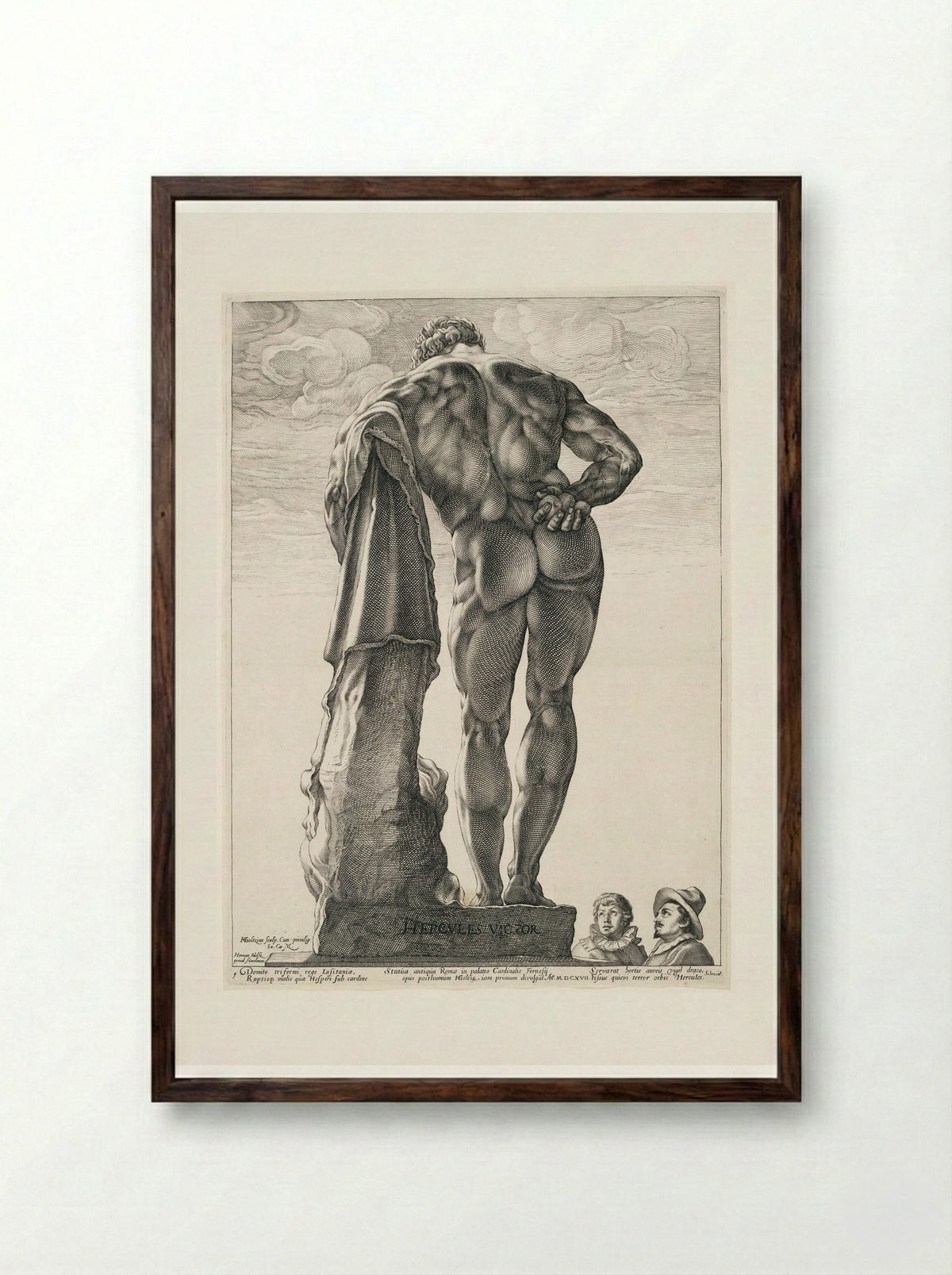 The Farnesian Hercules - Hendrick Goltzius - Framed Print Dark Wood