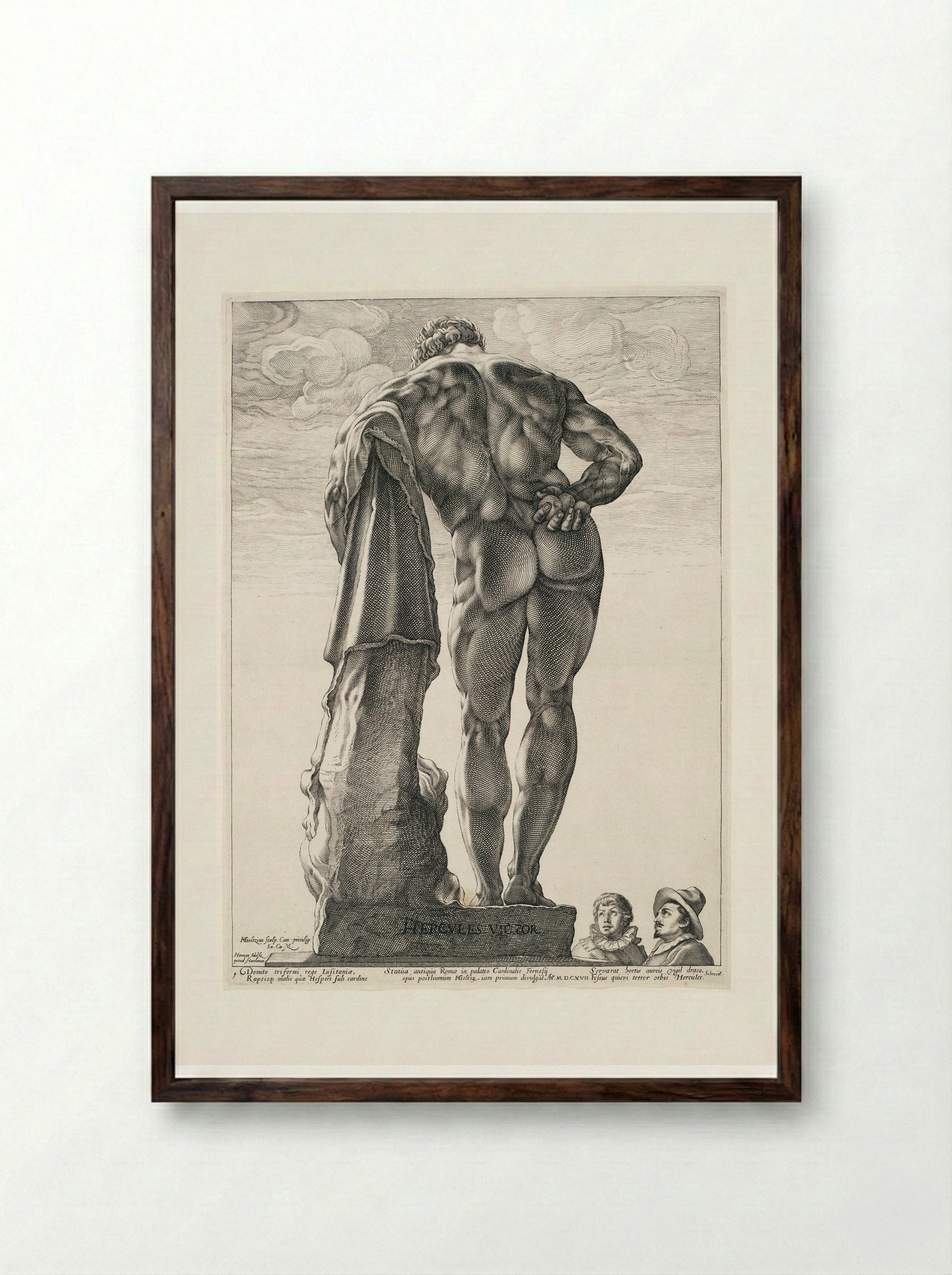 The Farnesian Hercules - Hendrick Goltzius - Framed Print Dark Wood