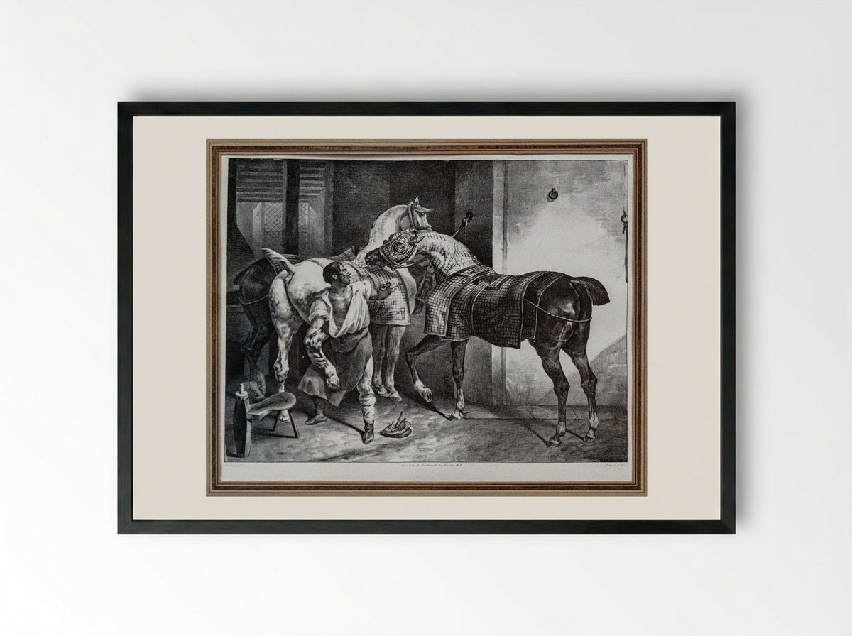 The Farrier - François Jean Villain - Framed Print Black
