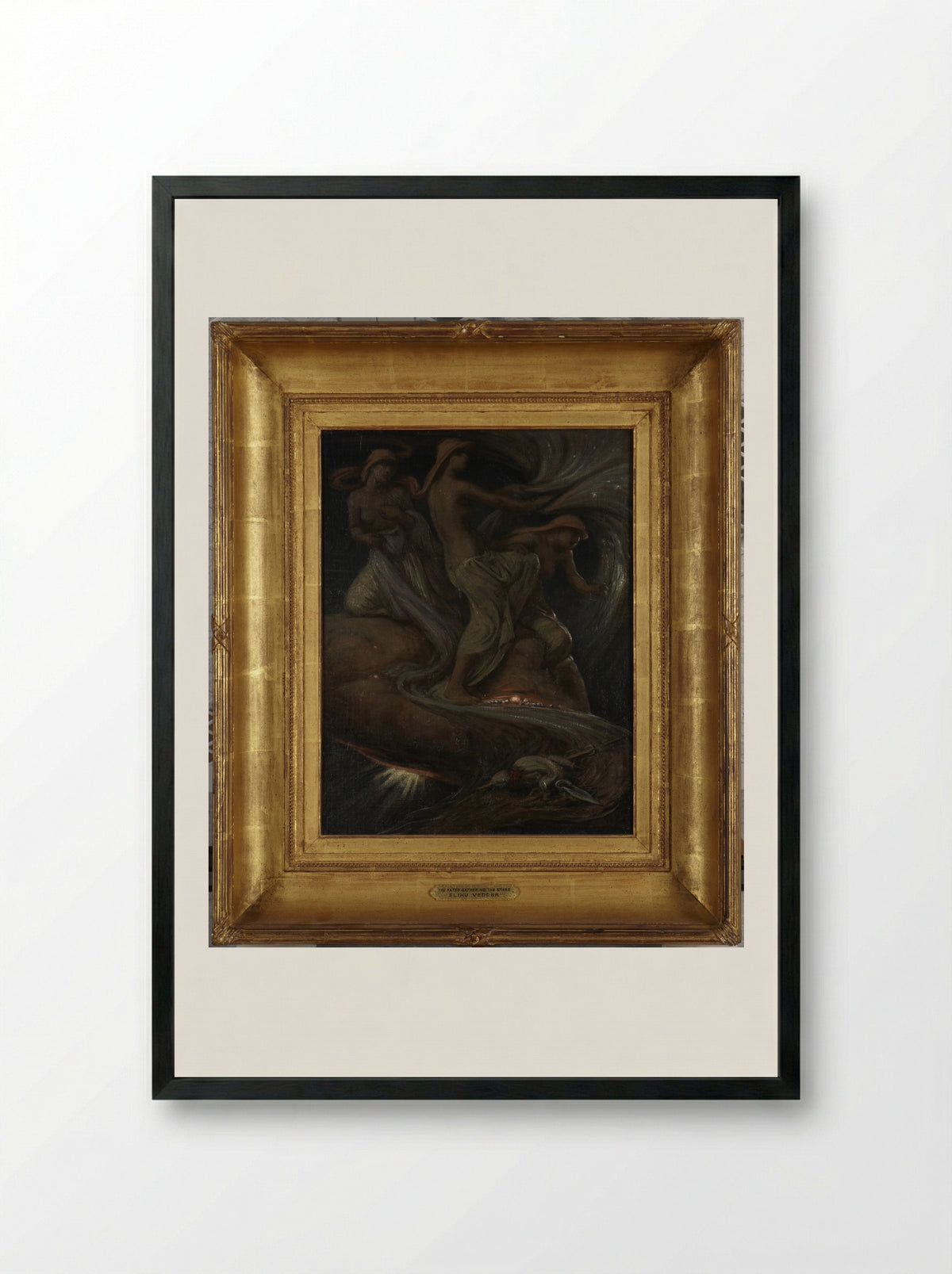 The Fates Gathering in the Stars - Elihu Vedder - Framed Print Black