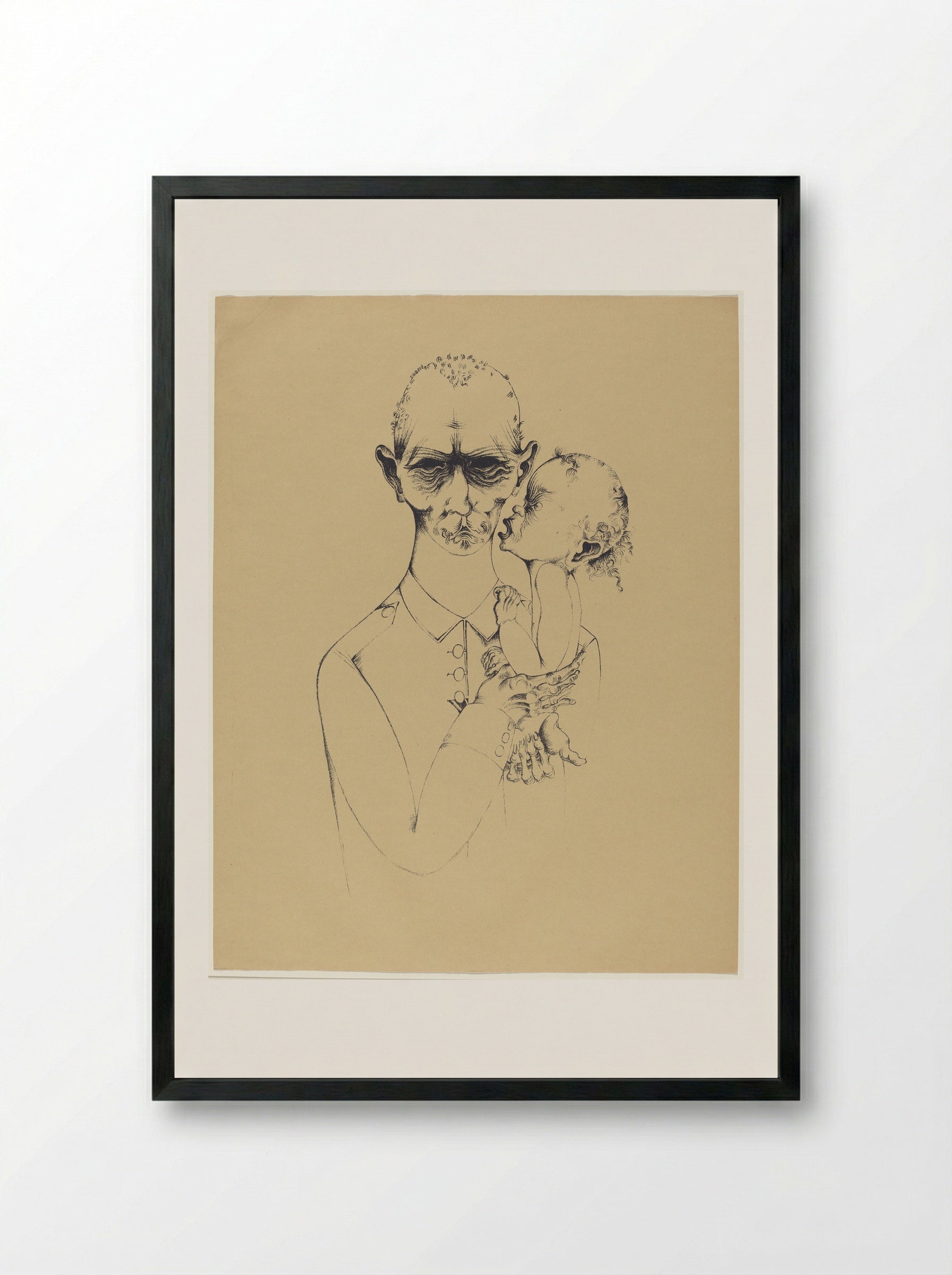 The Father - Heinrich Hoerle - Framed Print Black