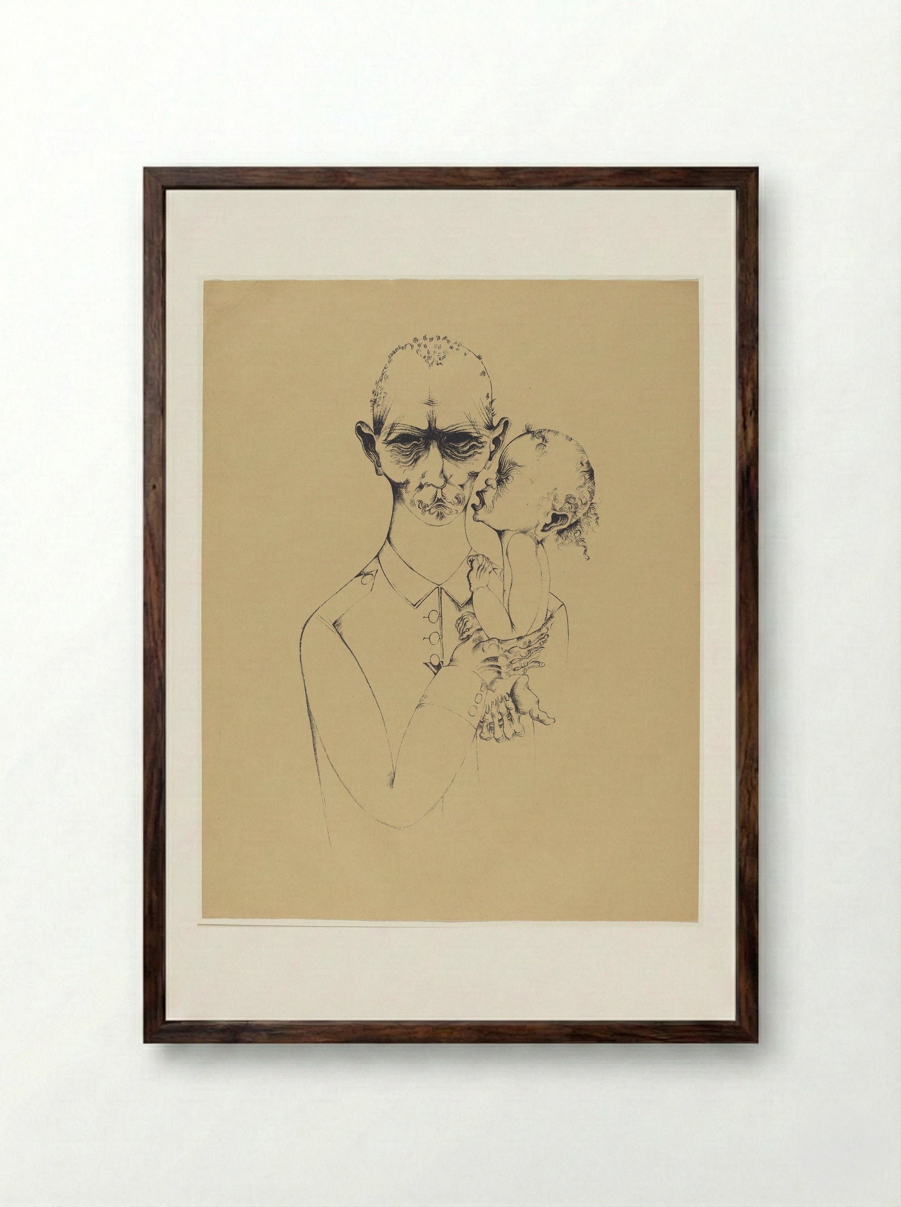 The Father - Heinrich Hoerle - Framed Print Dark Wood