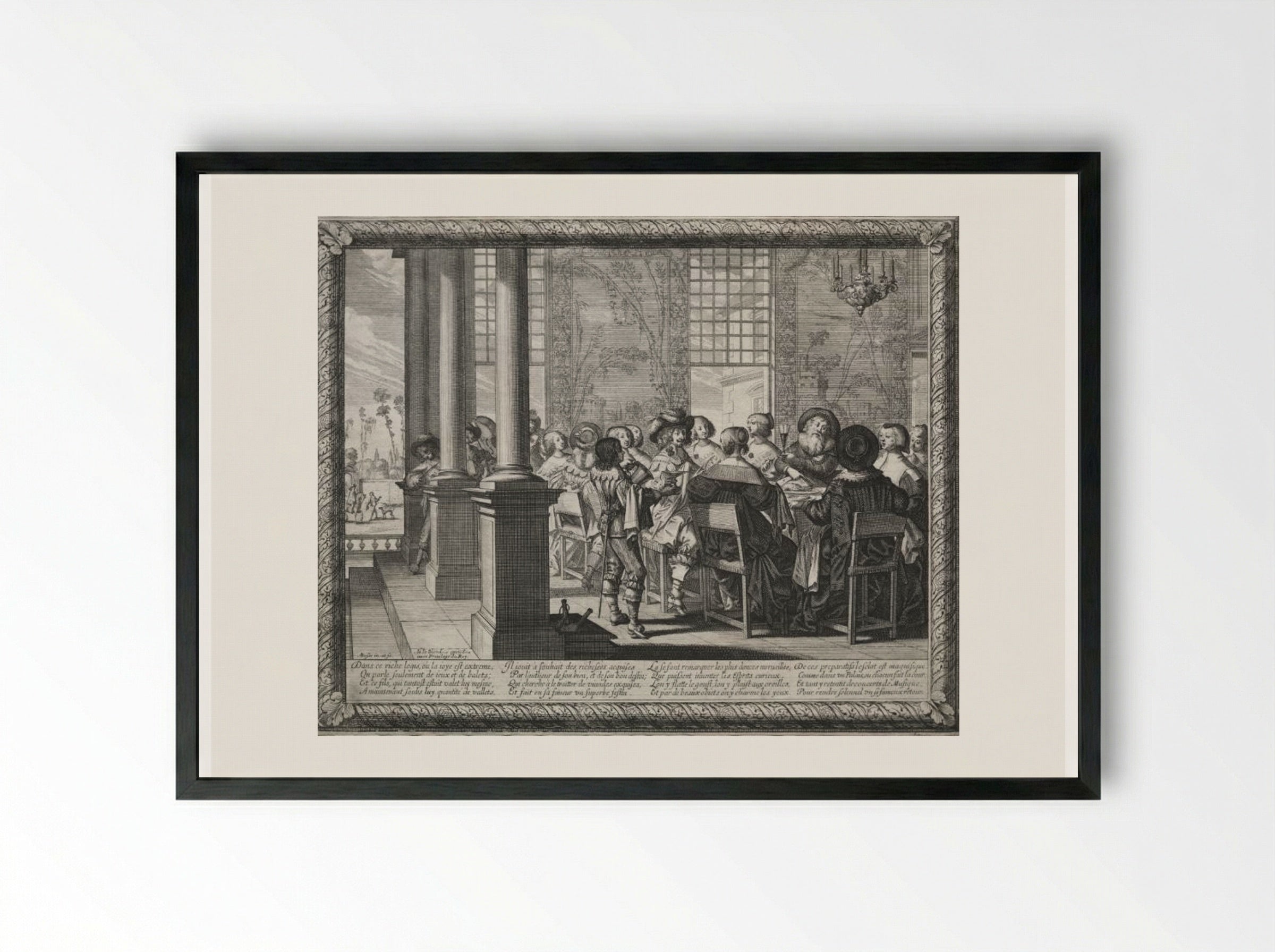 The Feast in Honour of the Prodigal's Return - Abraham Bosse - Framed Print Black