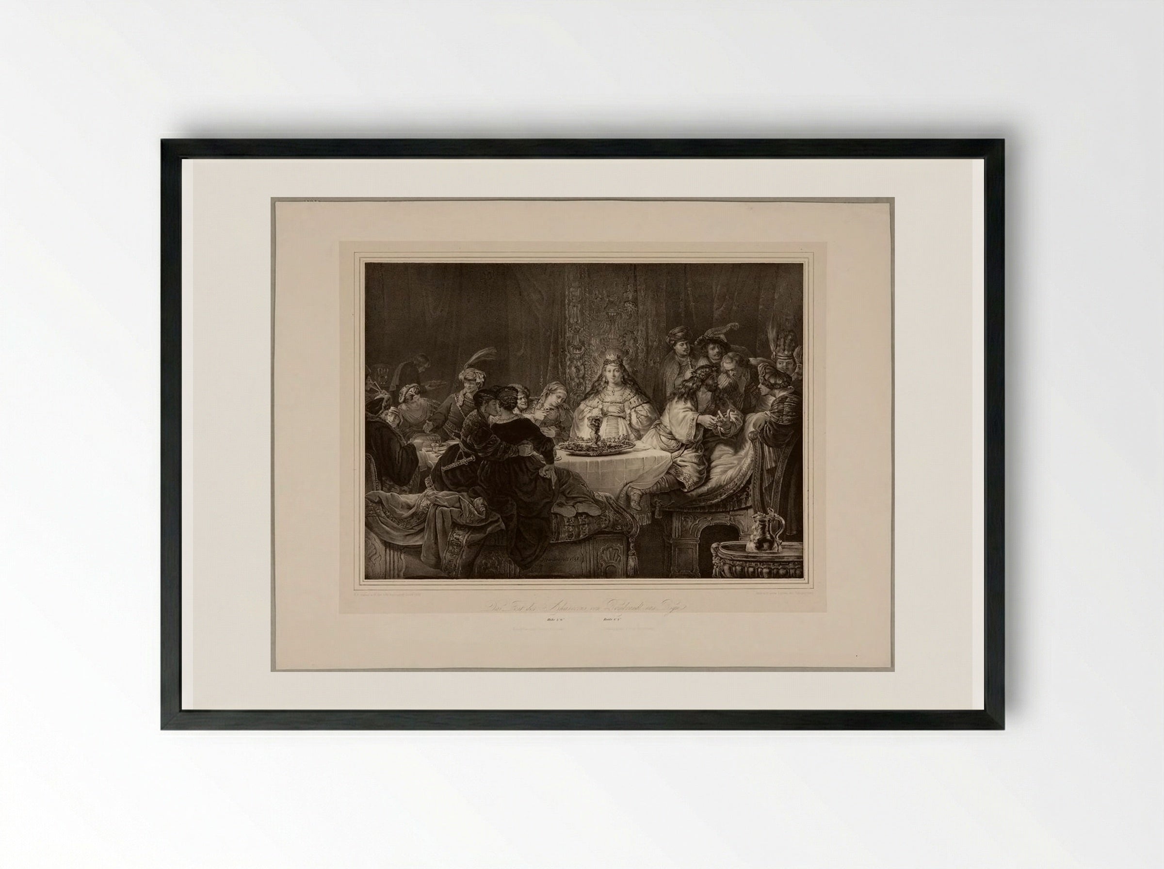 The Feast of Ahasuerus - Franz Hanfstaengl - Framed Print Black