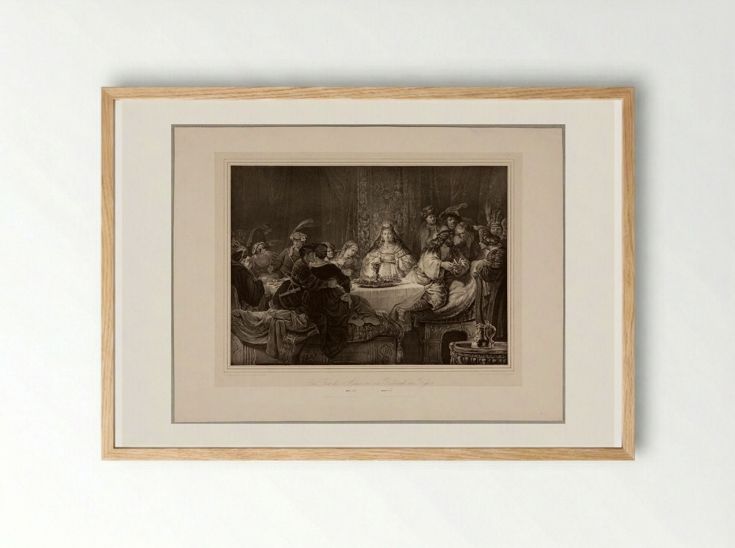 The Feast of Ahasuerus - Franz Hanfstaengl - Framed Print Wood