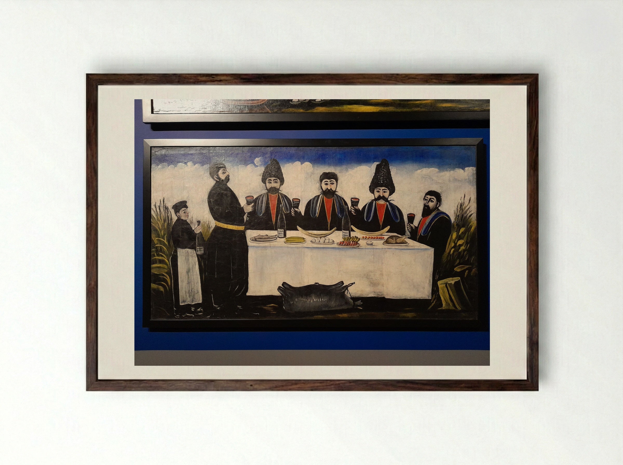 The Feast of Five Princes - Niko Pirosmani - Framed Print Dark Wood