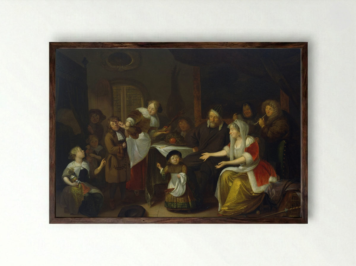 The Feast of Saint Nicholas - Richard Brakenburg - Framed Print Dark Wood