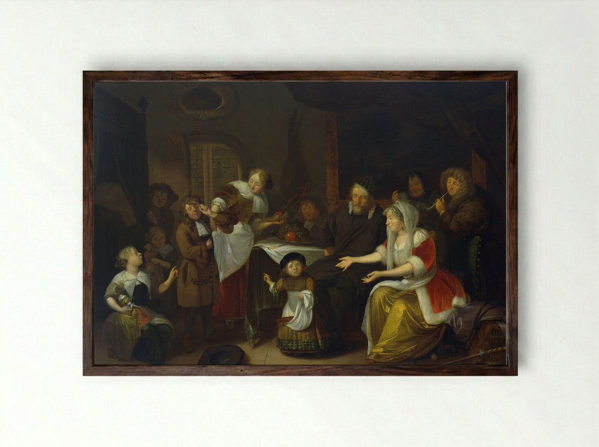 The Feast of Saint Nicholas - Richard Brakenburg - Framed Print Dark Wood