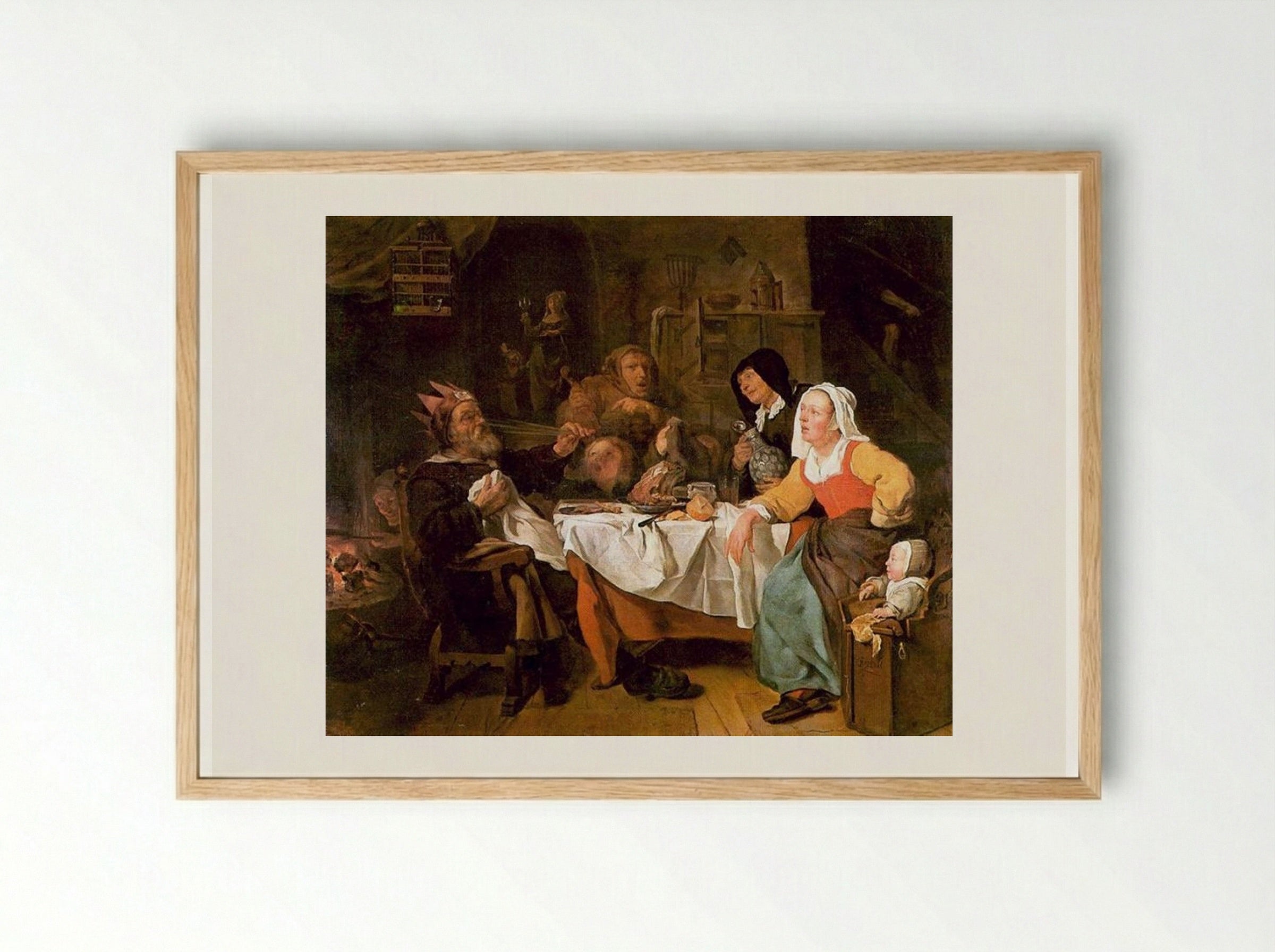 The Feast of the Bean King - Gabriel Metsu - Framed Print Wood