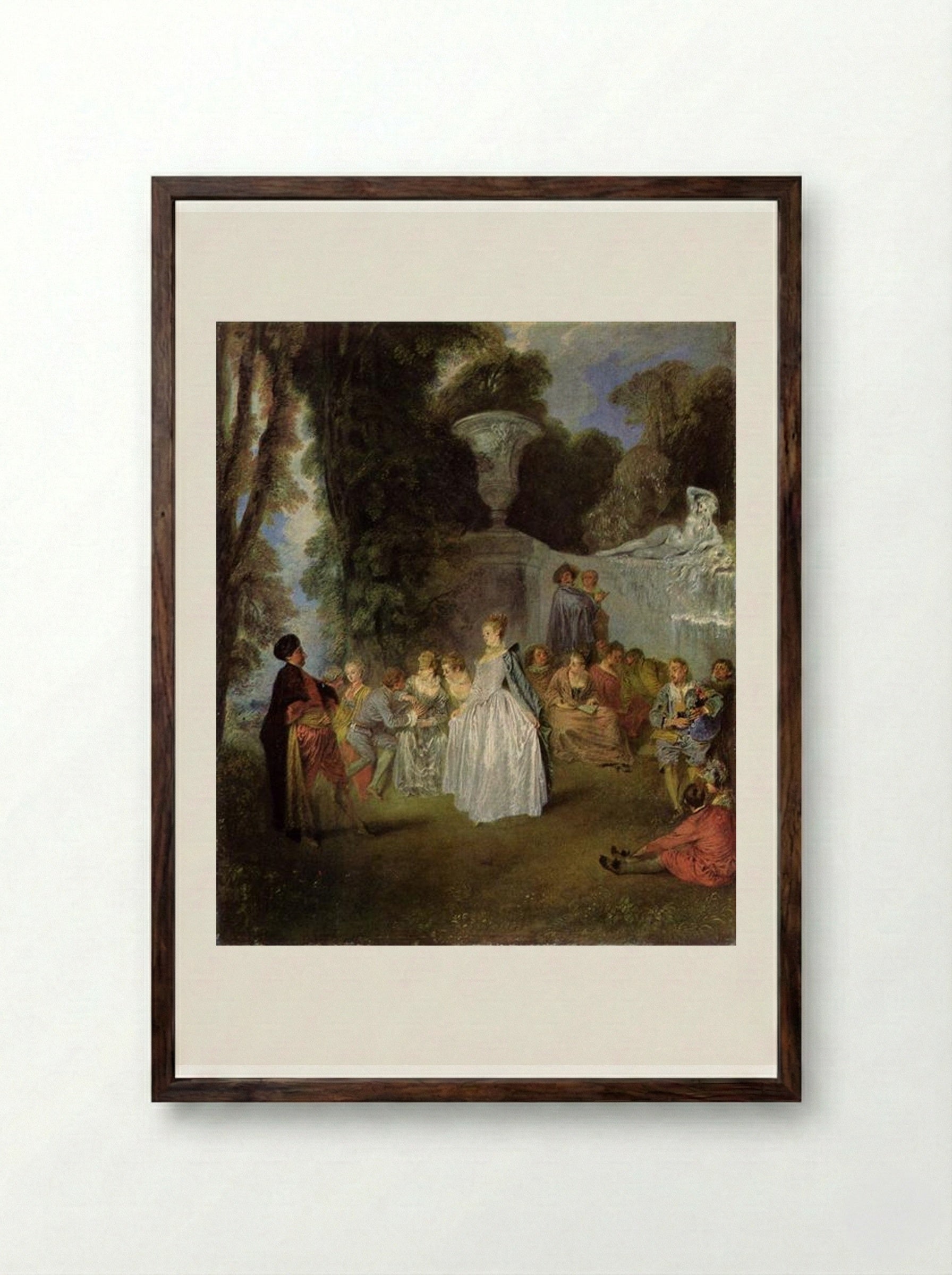The Feasts of Venice - Antoine Watteau - Framed Print Dark Wood