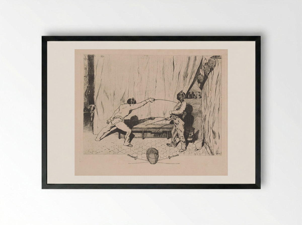 The Fencing Room - Jules de Goncourt - Framed Print Black