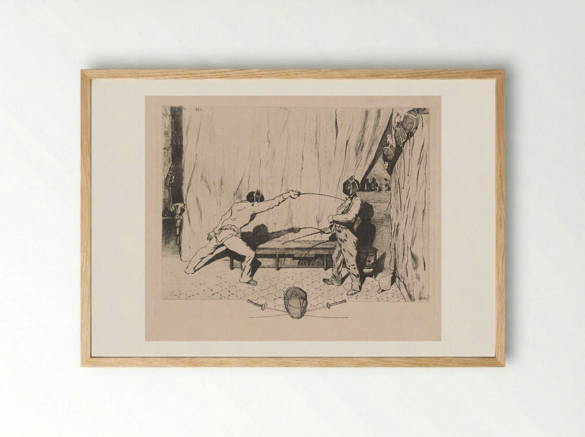 The Fencing Room - Jules de Goncourt - Framed Print Wood