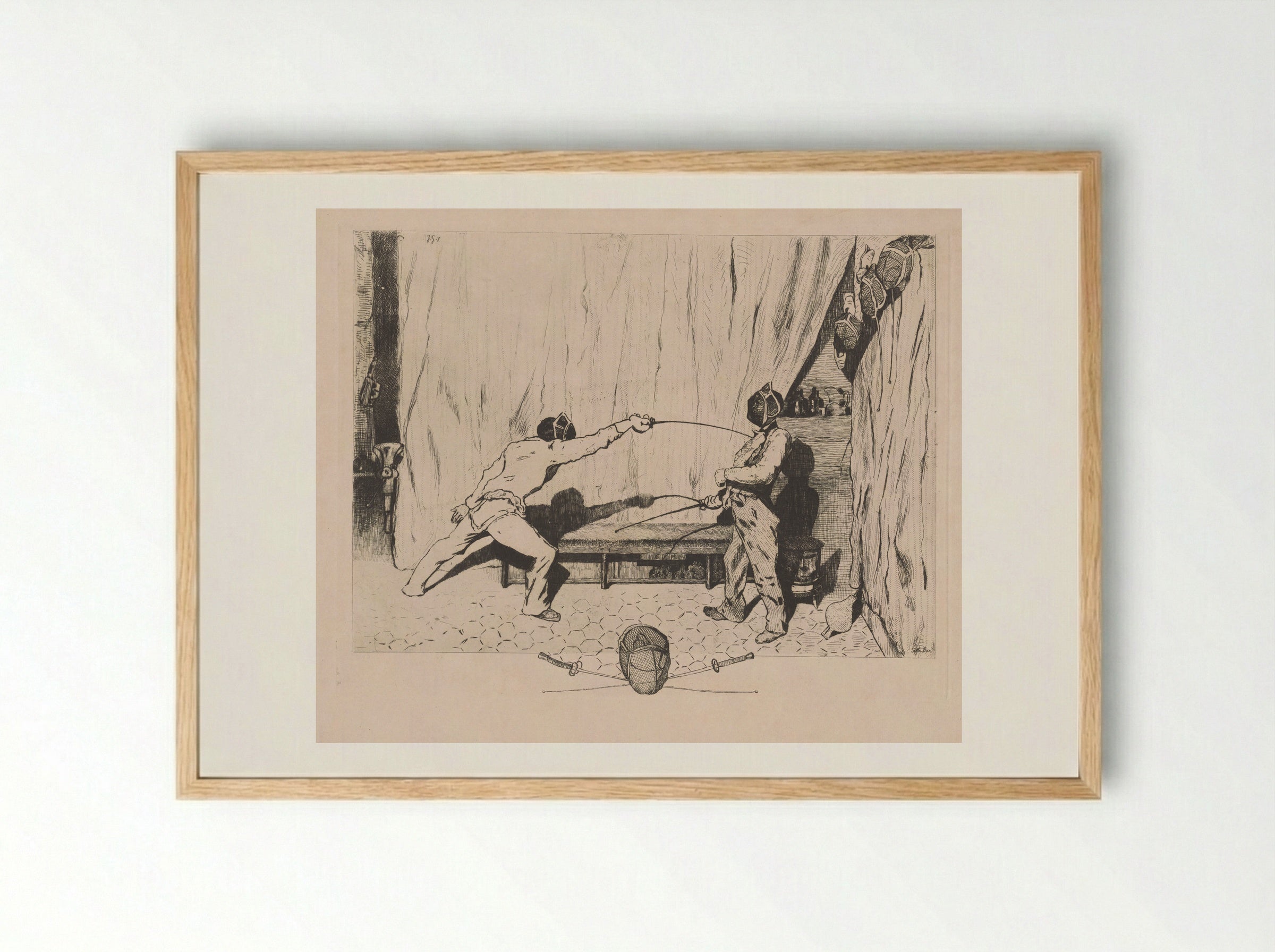 The Fencing Room - Jules de Goncourt - Framed Print Wood
