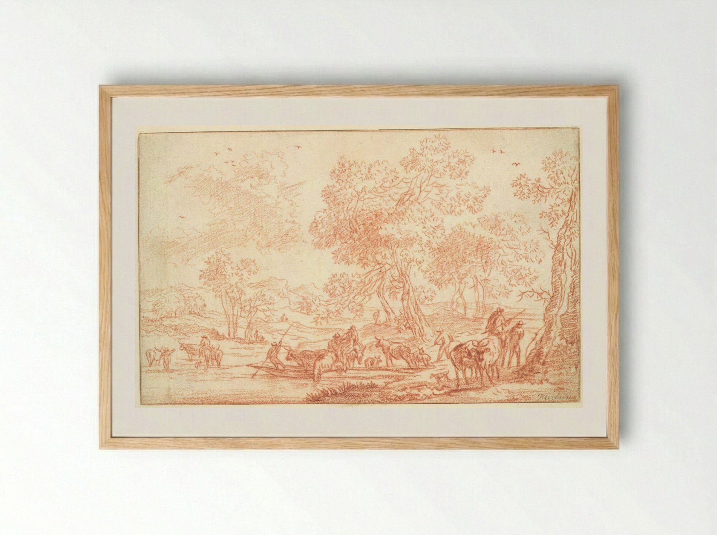 The Ferry - Nicolaes Berchem - Framed Print Wood