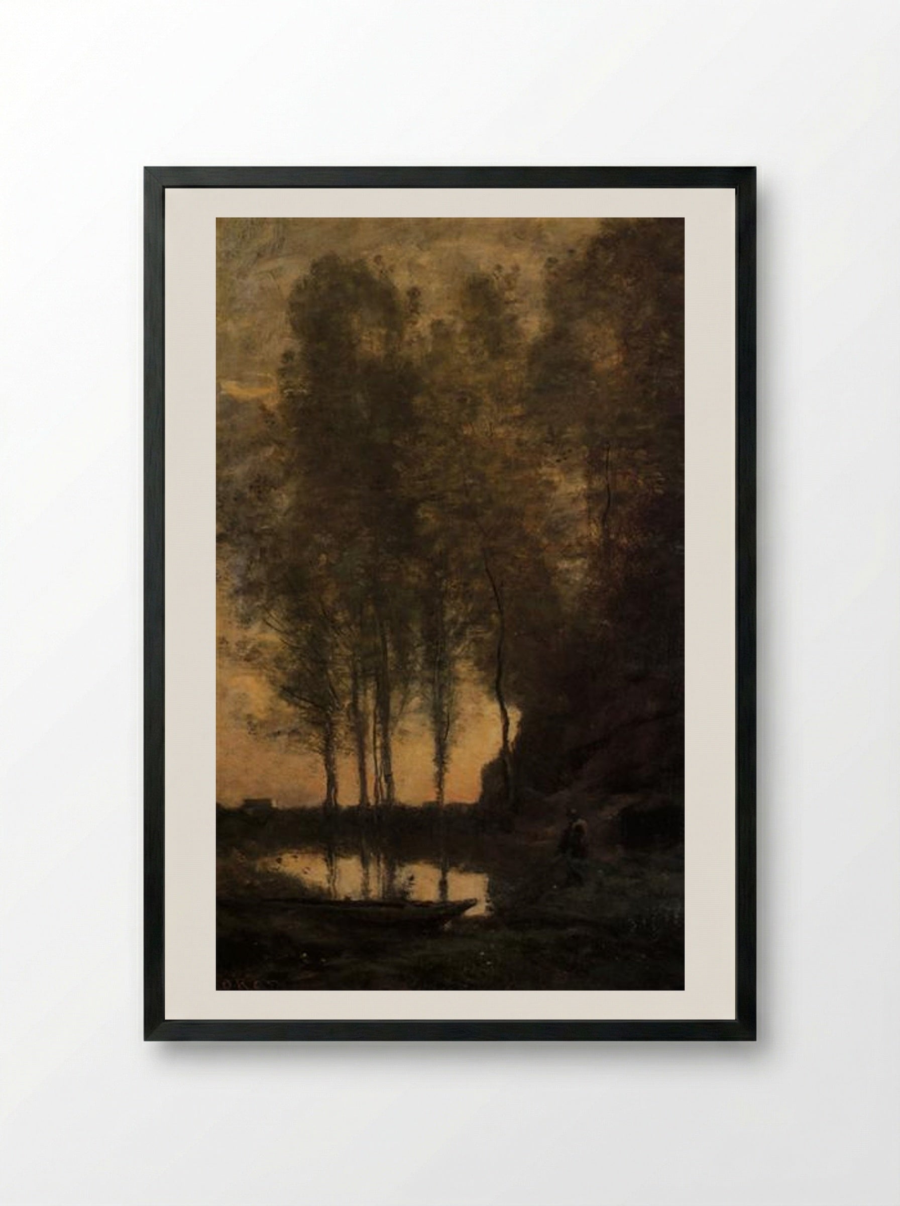 The Ferryman - Jean-Baptiste-Camille Corot - Framed Print Black