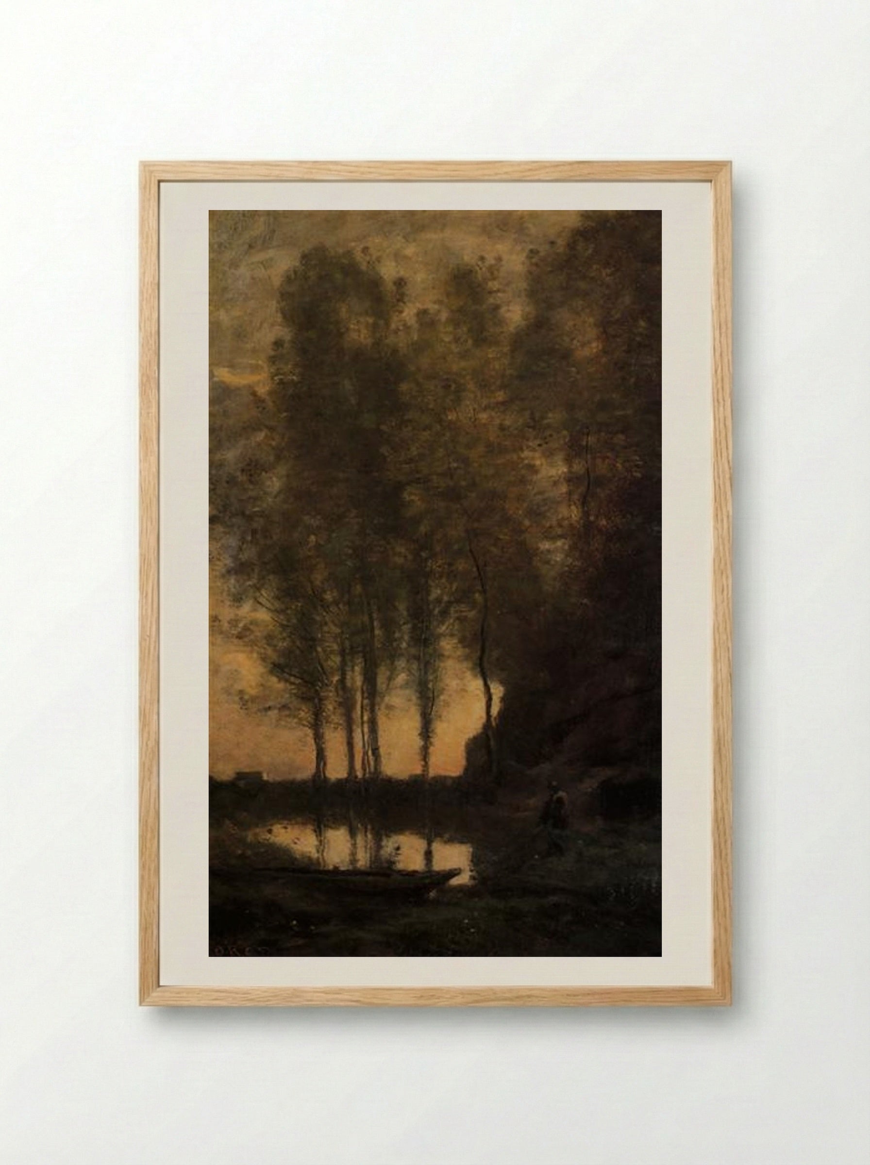 The Ferryman - Jean-Baptiste-Camille Corot - Framed Print Wood