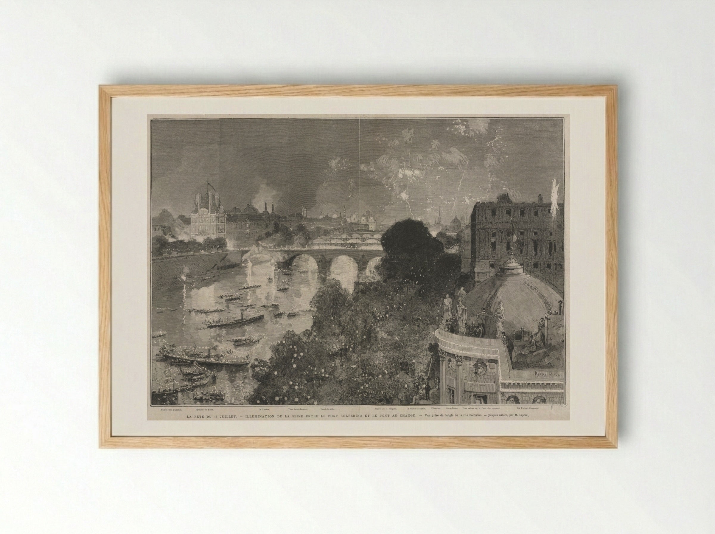 The Festival of 14 July, Illumination of the Seine - Auguste Louis Lepère - Framed Print Wood
