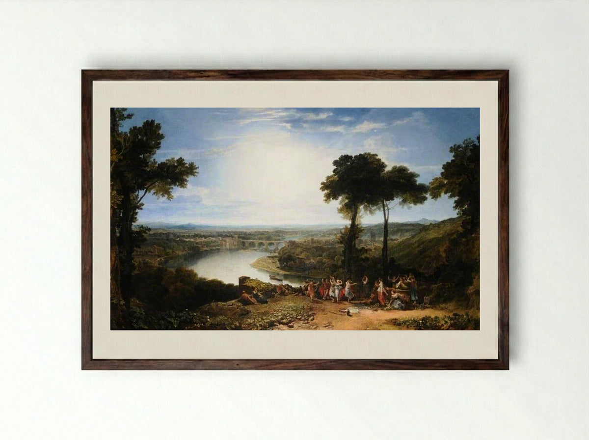 The Festival of the Opening of the Vintage, Macon - J.M.W. Turner - Framed Print Dark Wood