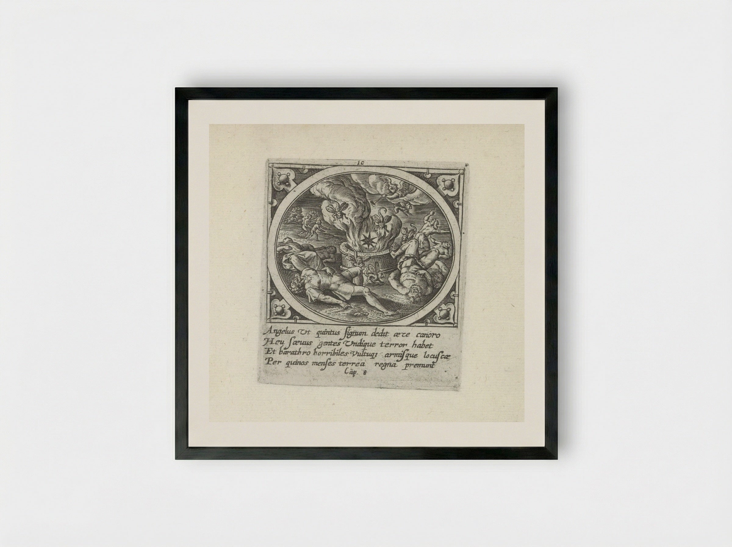 The Fifth Angel Sounds the Trumpet - Gerard de Jode - Framed Print Black