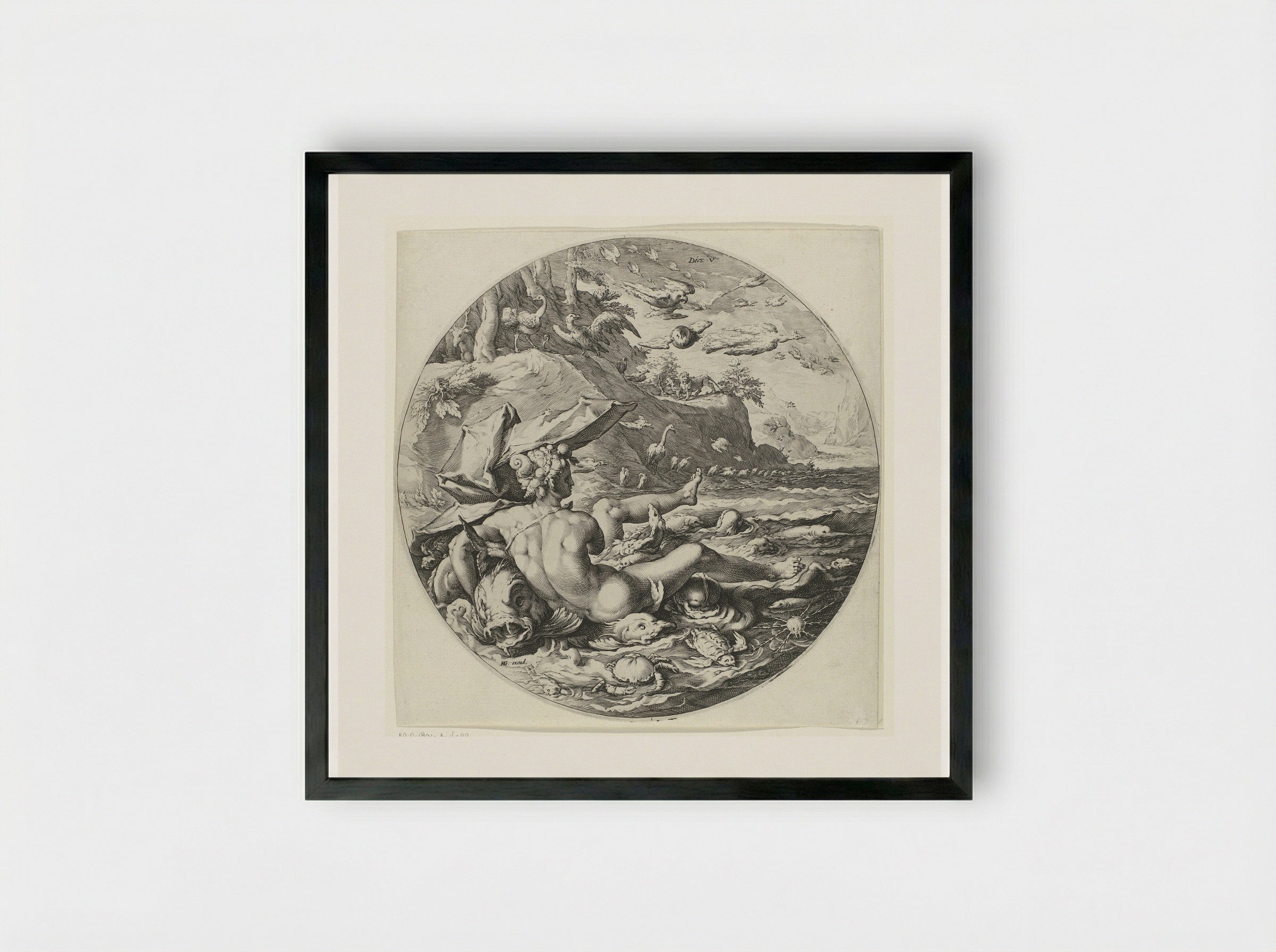 The Fifth Day of Creation: The Creation of Animals - Jan Harmensz. Muller - Framed Print Black