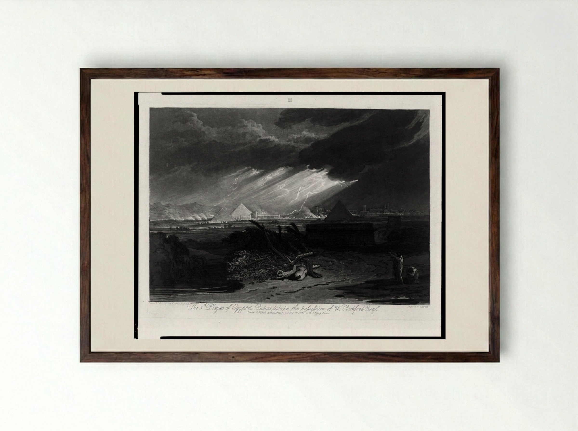 The Fifth Plague of Egypt - Charles Turner - Framed Print Dark Wood