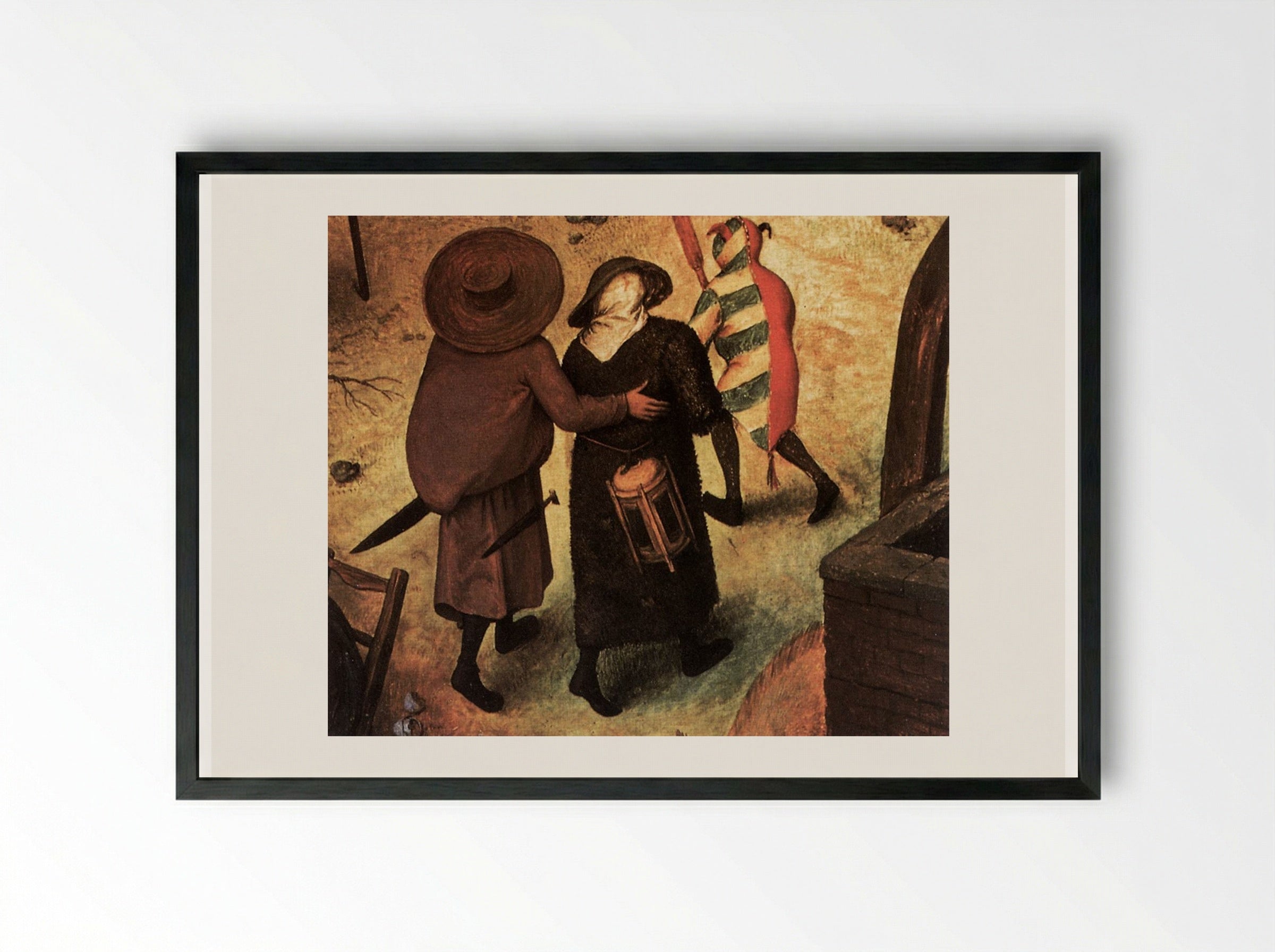 The Fight between Carnival and Lent - Pieter Bruegel the Elder - Framed Print Black