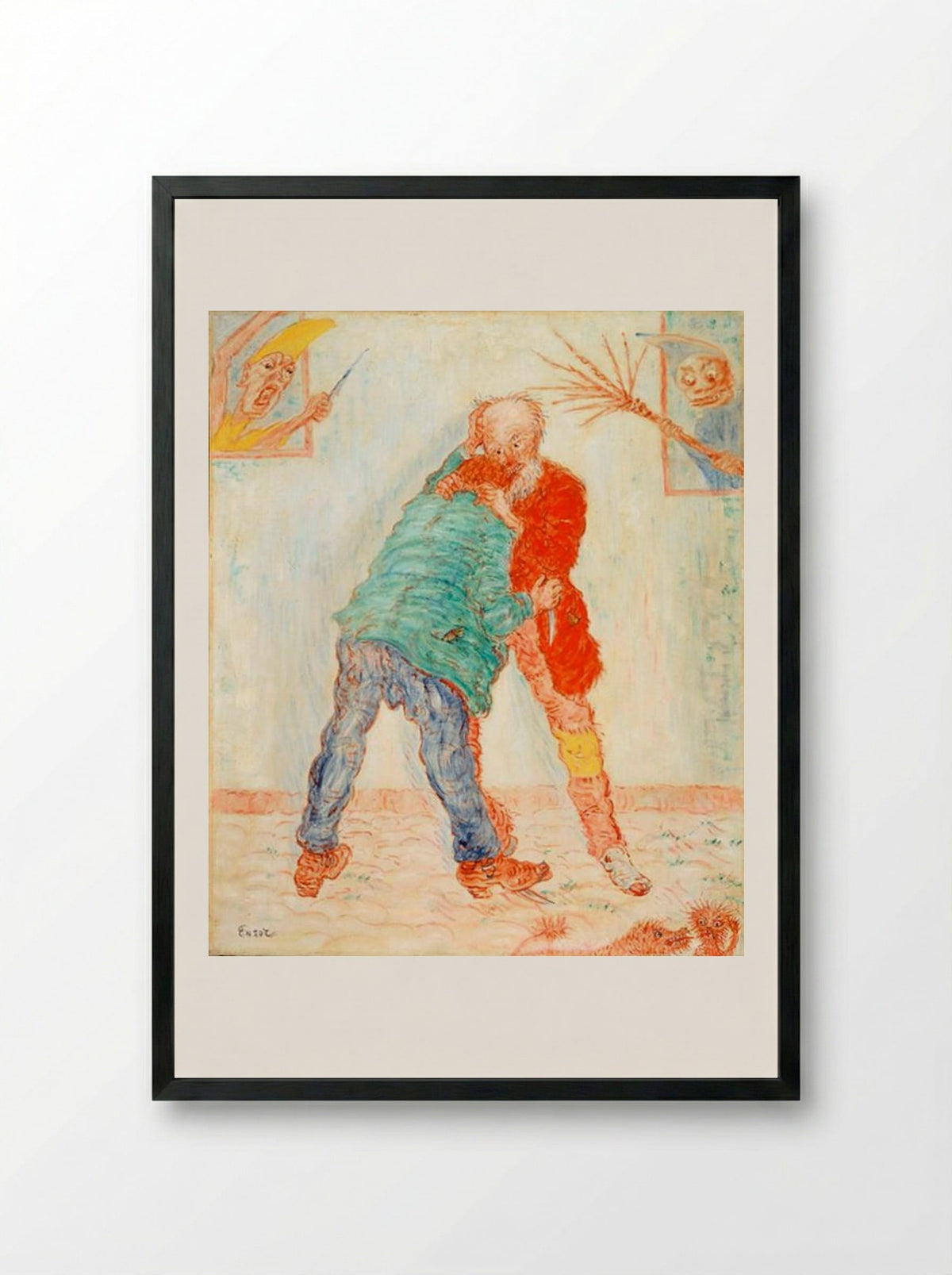 The Fight - James Ensor - Framed Print Black
