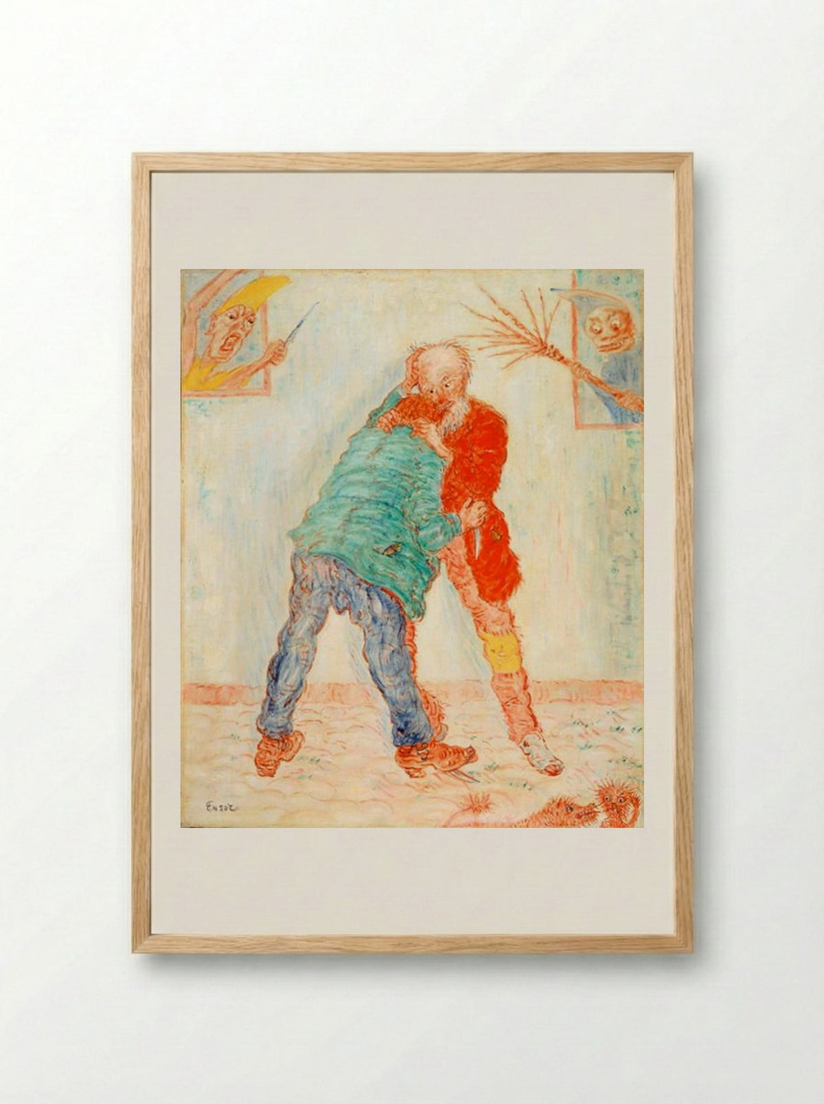 The Fight - James Ensor - Framed Print Wood