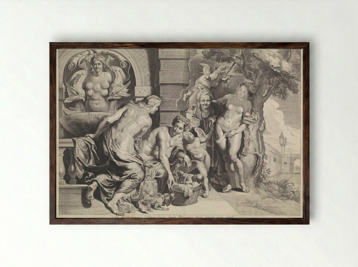 The Finding of Erichthonius - Peter Paul Rubens - Framed Print Dark Wood