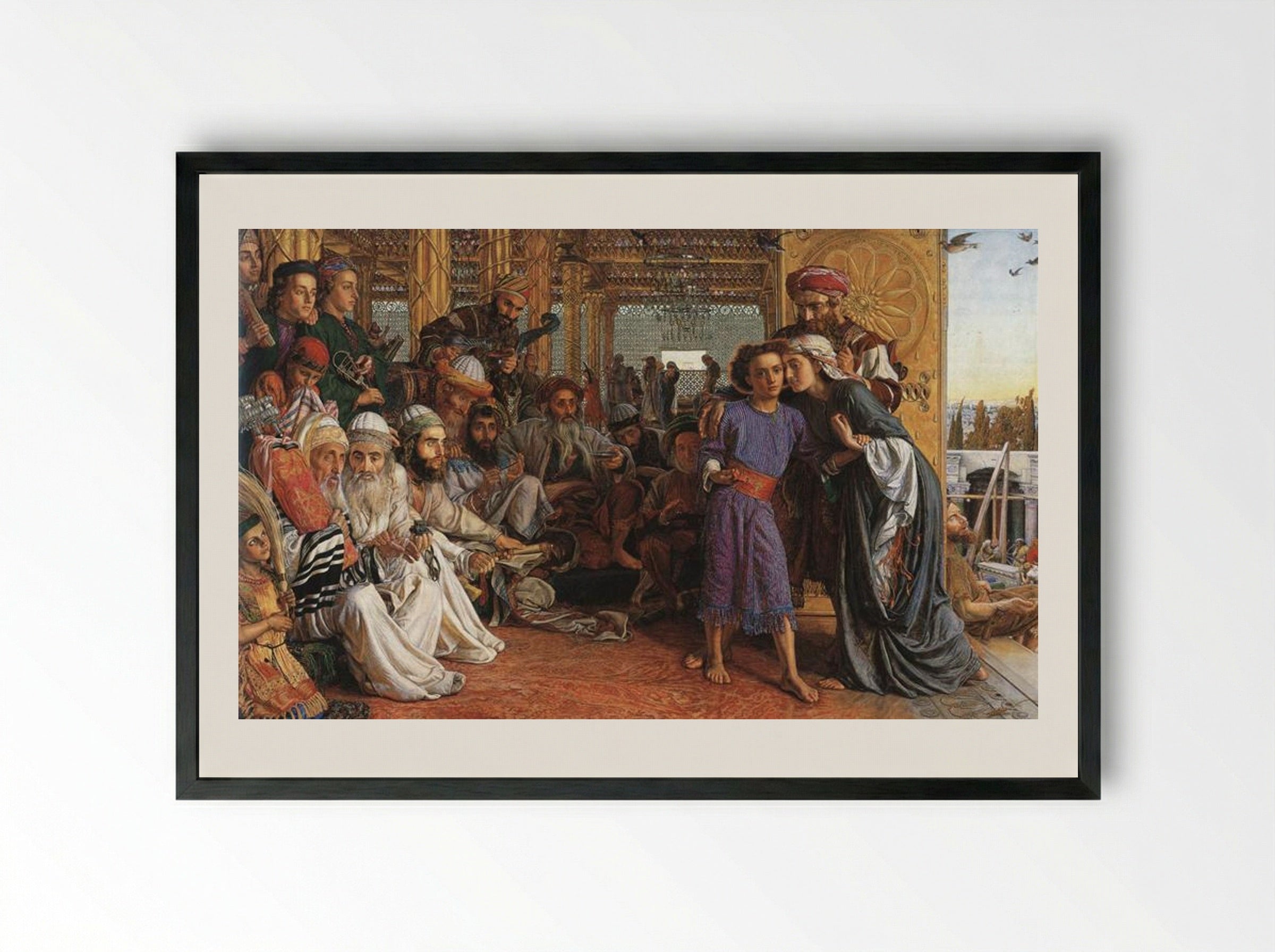 The Finding of the Saviour in the Temple - William Holman Hunt - Framed Print Black